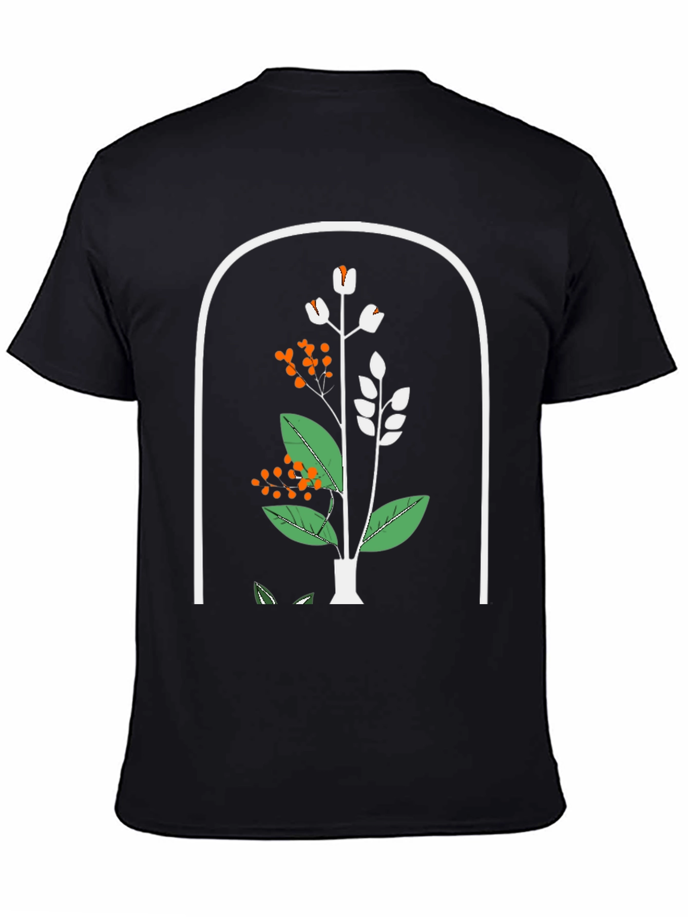 Botanical Print Black T-Shirt