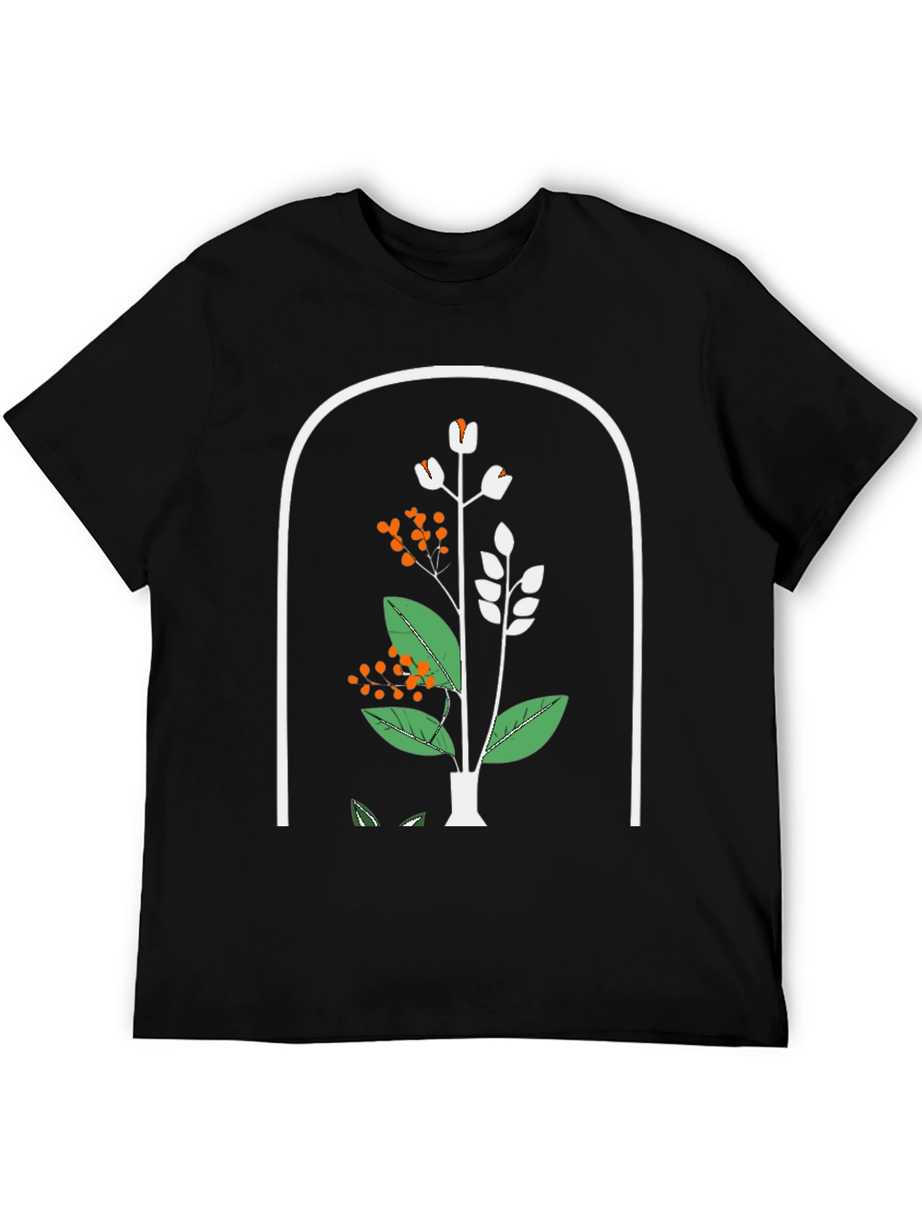 Botanical Print Black T-Shirt
