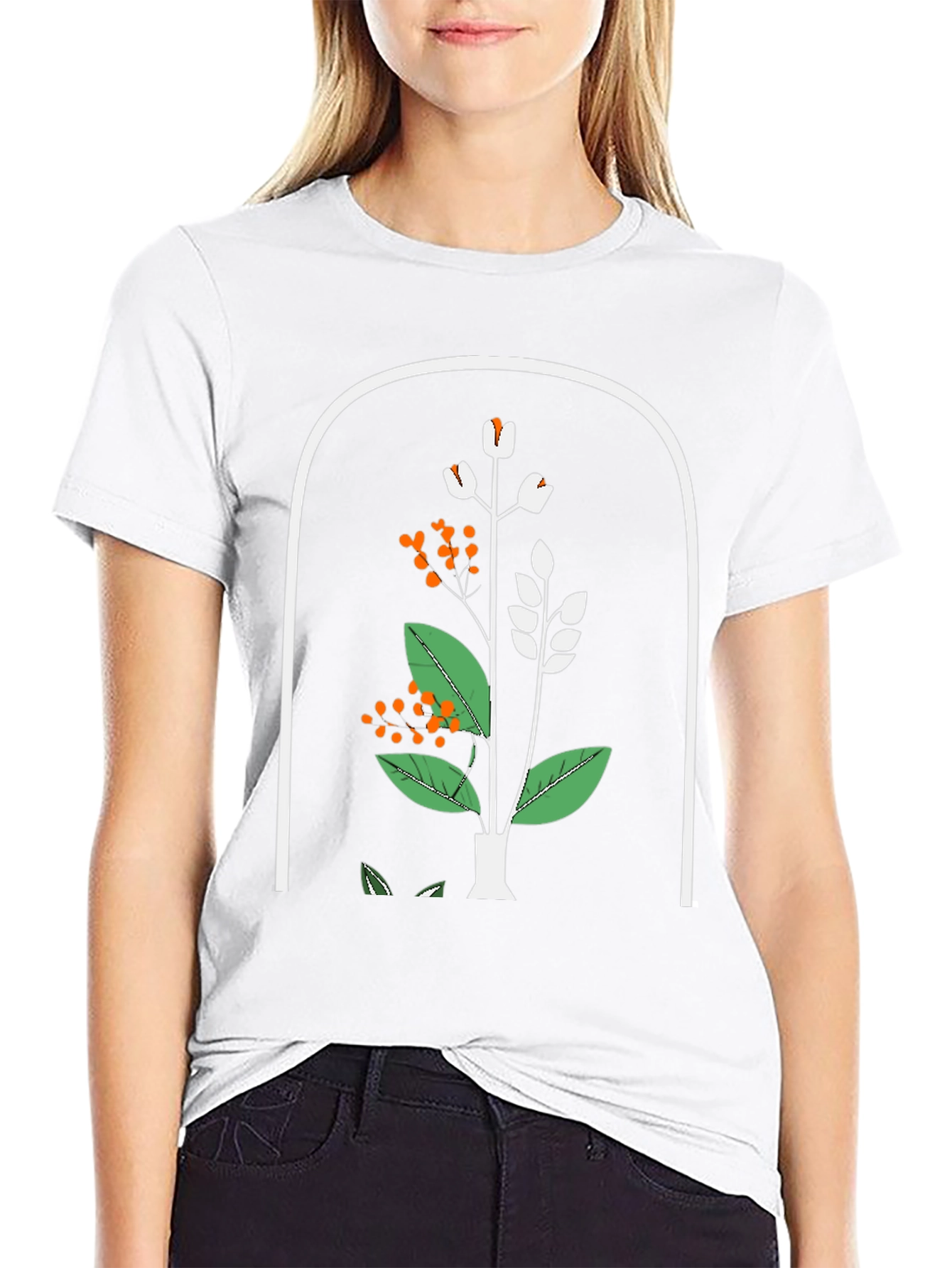 Botanical Print Black T-Shirt