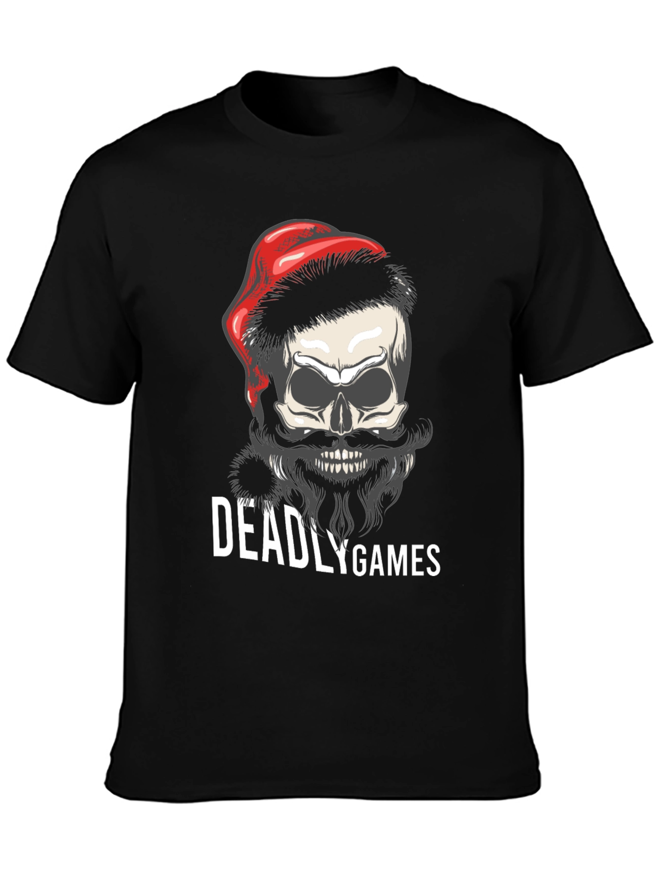 Deadly Games Skull Santa Hat Graphic Tee