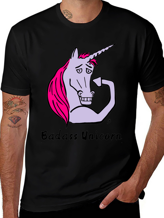 Badass Unicorn Graphic Tee - Mens Black T-Shirt