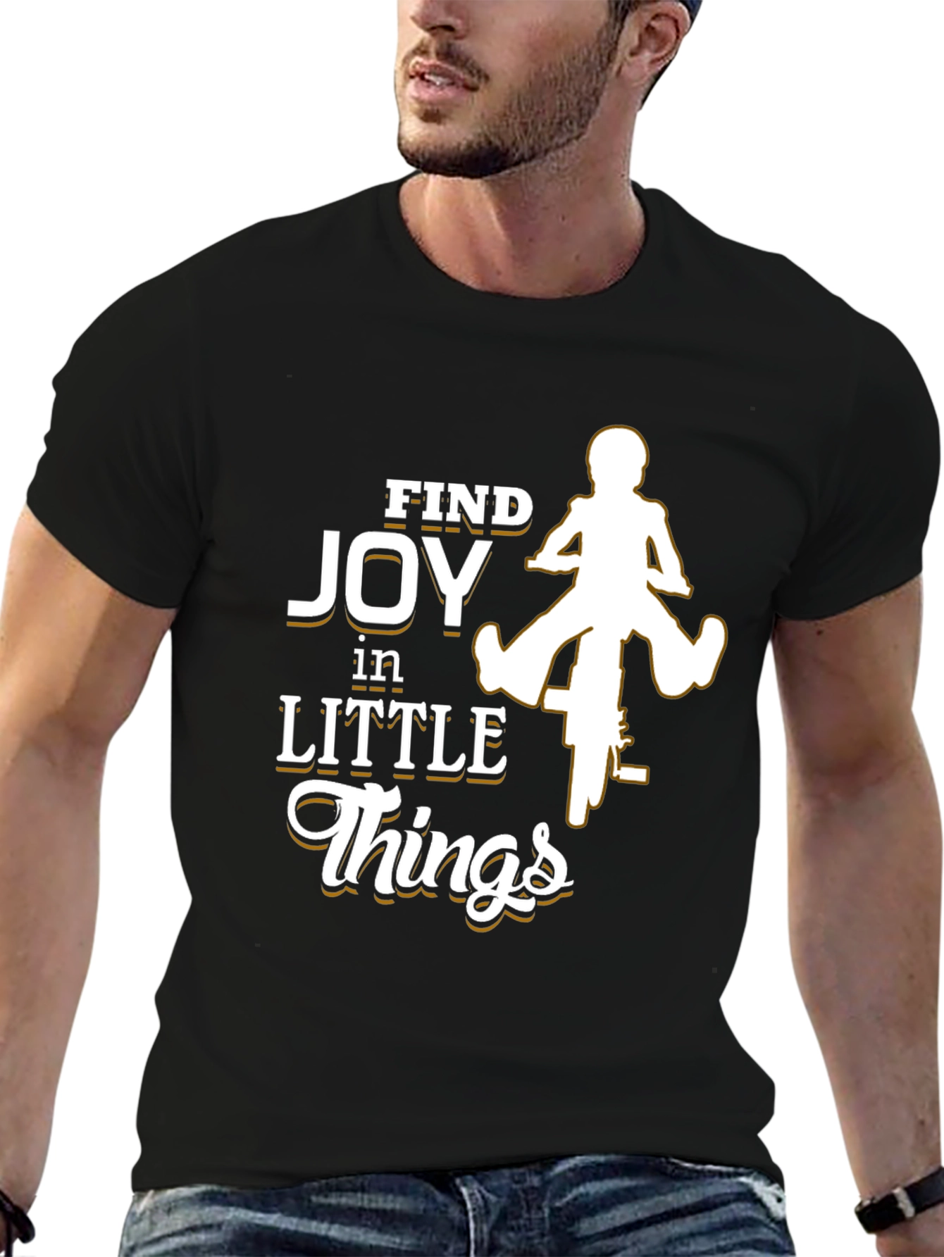Find Joy in Little Things Black Graphic T-Shirt