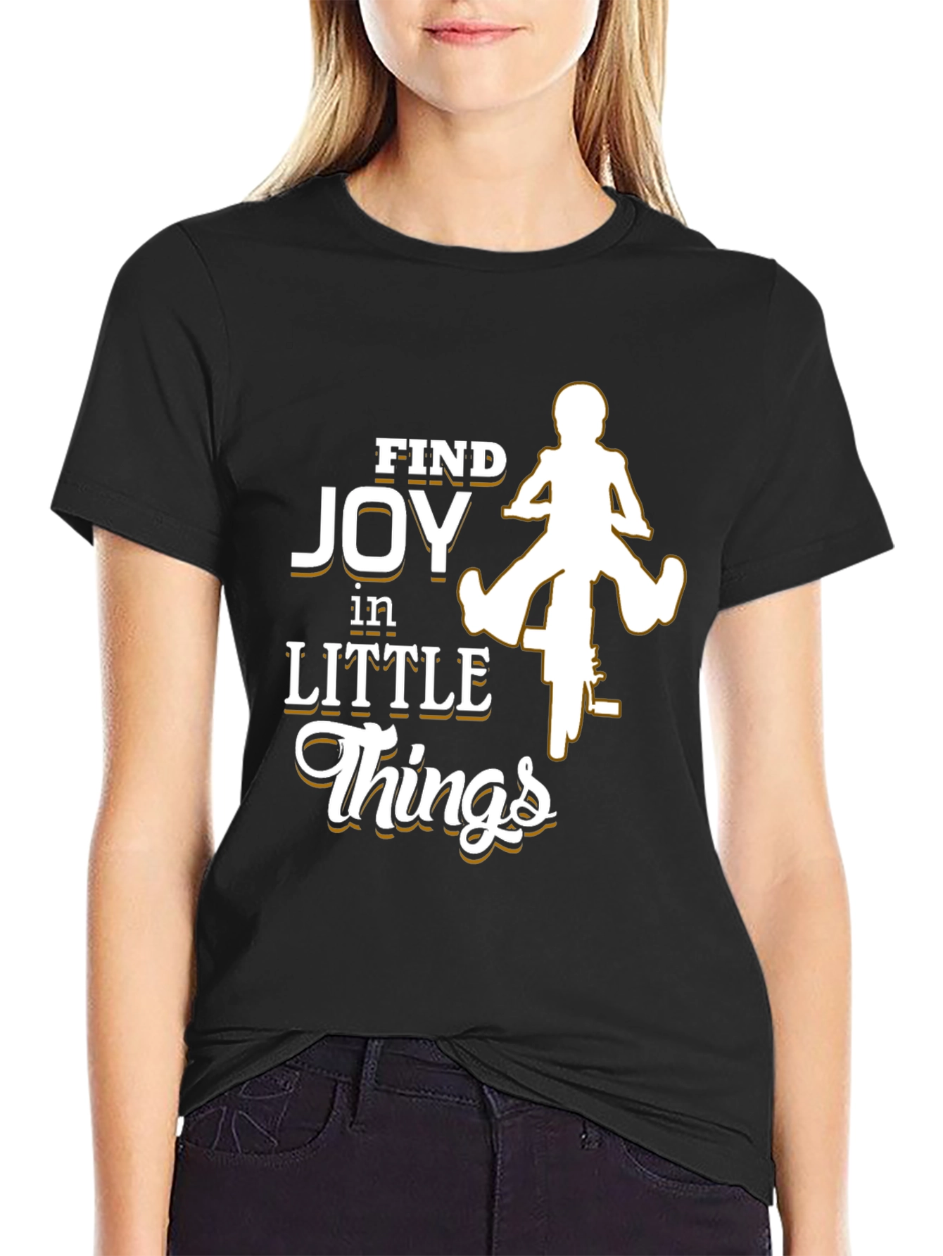 Find Joy in Little Things Black Graphic T-Shirt