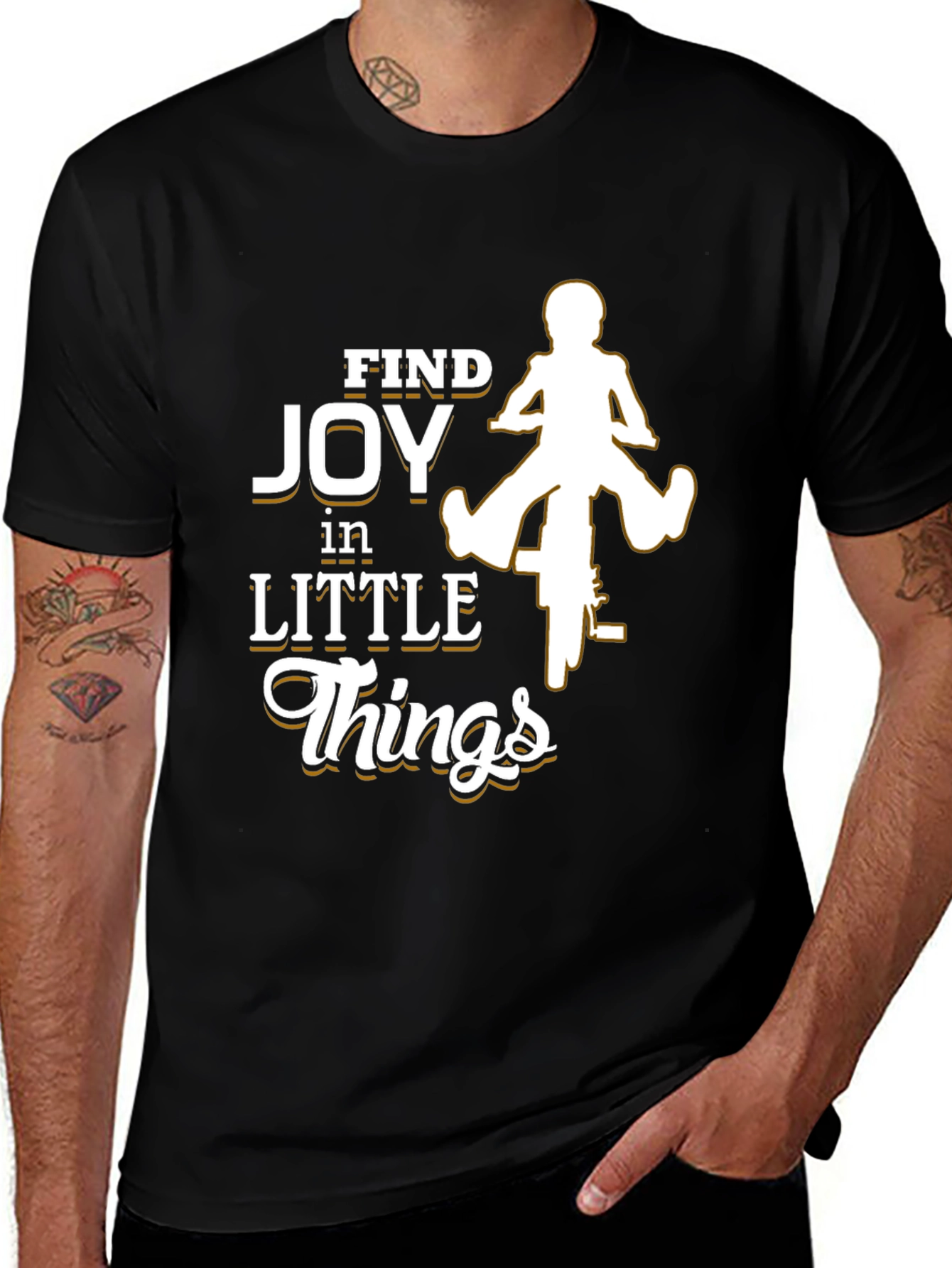 Find Joy in Little Things Black Graphic T-Shirt