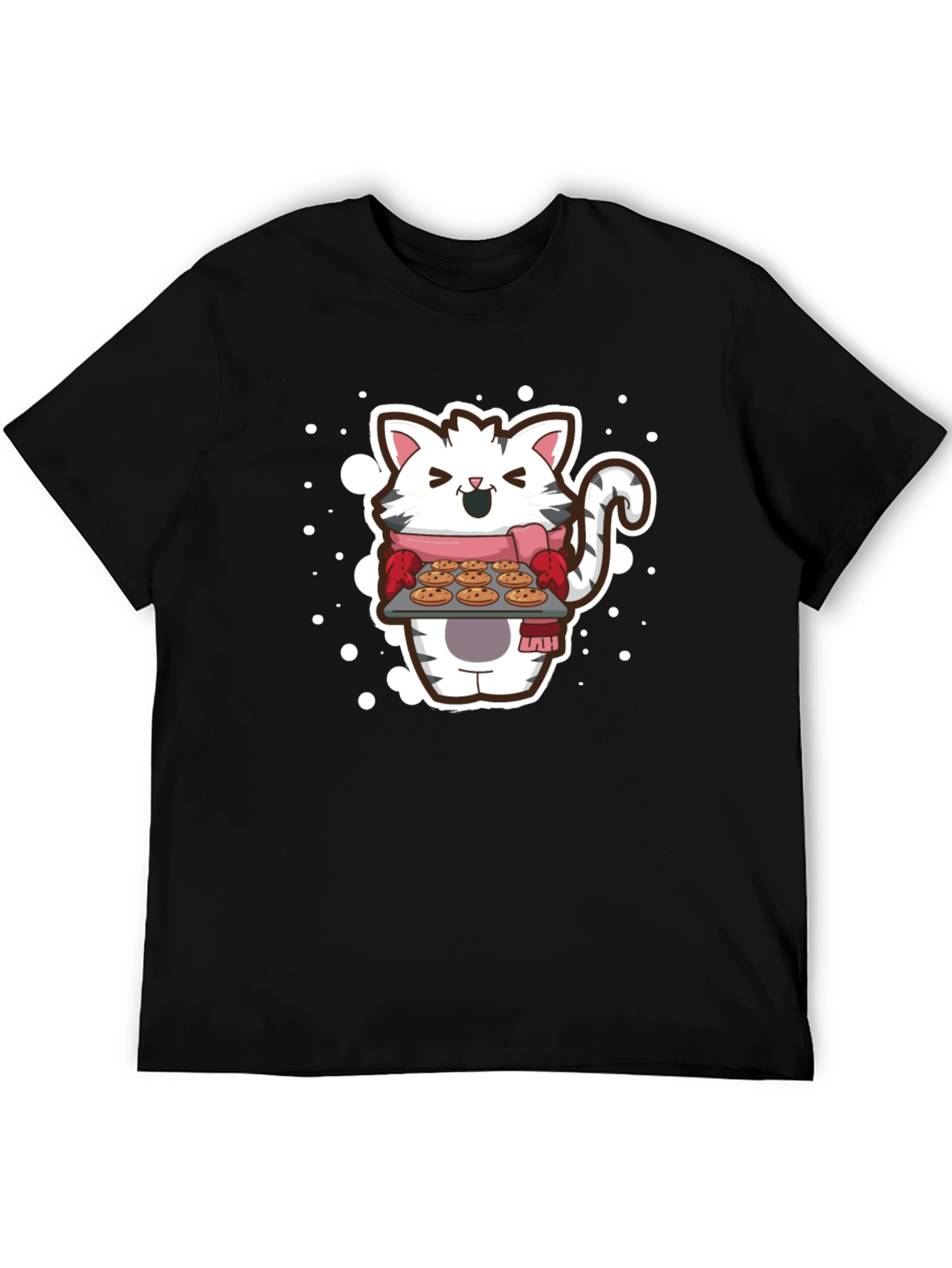 Cat Baker T-Shirt - Cute Cartoon Kitten with Cookies