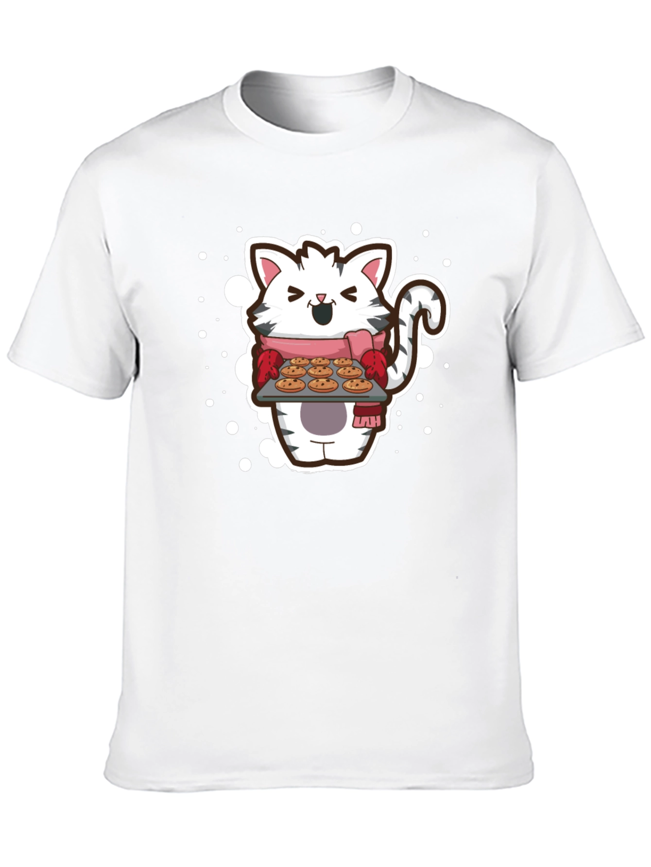 Cat Baker T-Shirt - Cute Cartoon Kitten with Cookies