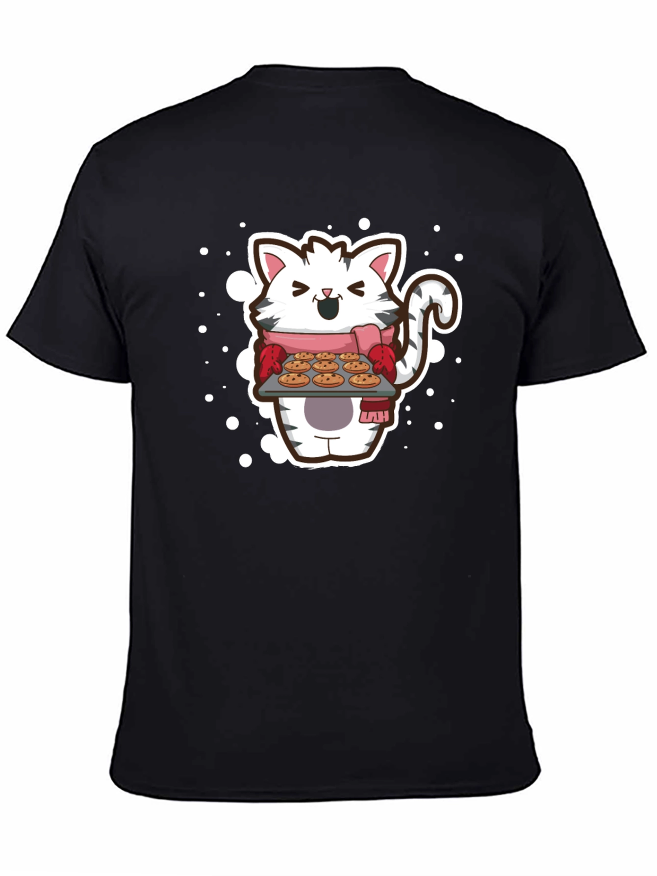 Cat Baker T-Shirt - Cute Cartoon Kitten with Cookies