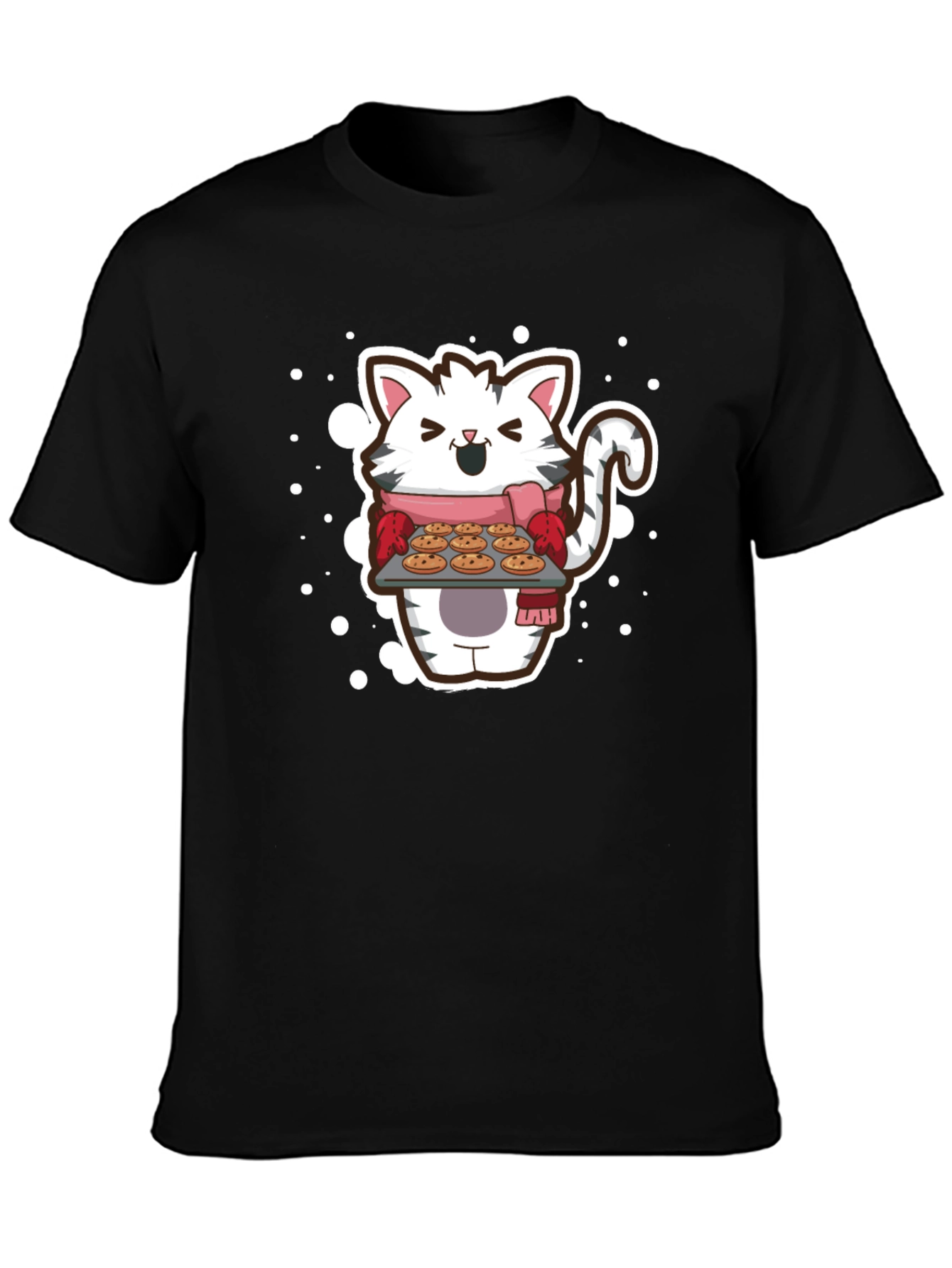 Cat Baker T-Shirt - Cute Cartoon Kitten with Cookies
