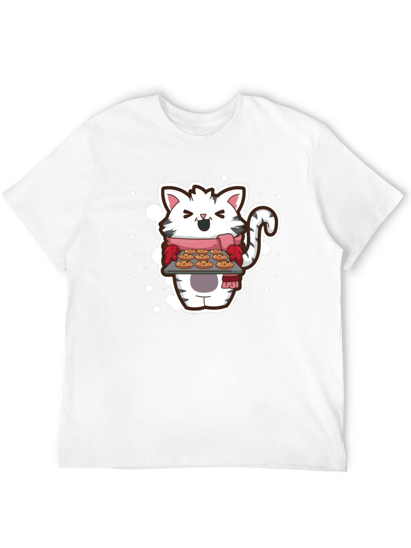 Cat Baker T-Shirt - Cute Cartoon Kitten with Cookies