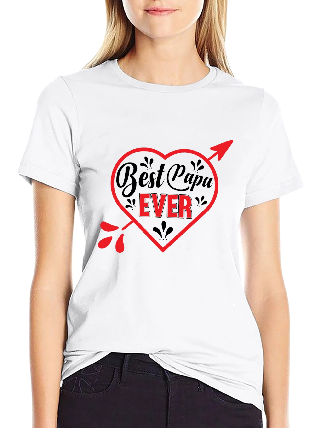 Best Papa Ever T-Shirt - Heart & Arrow Design