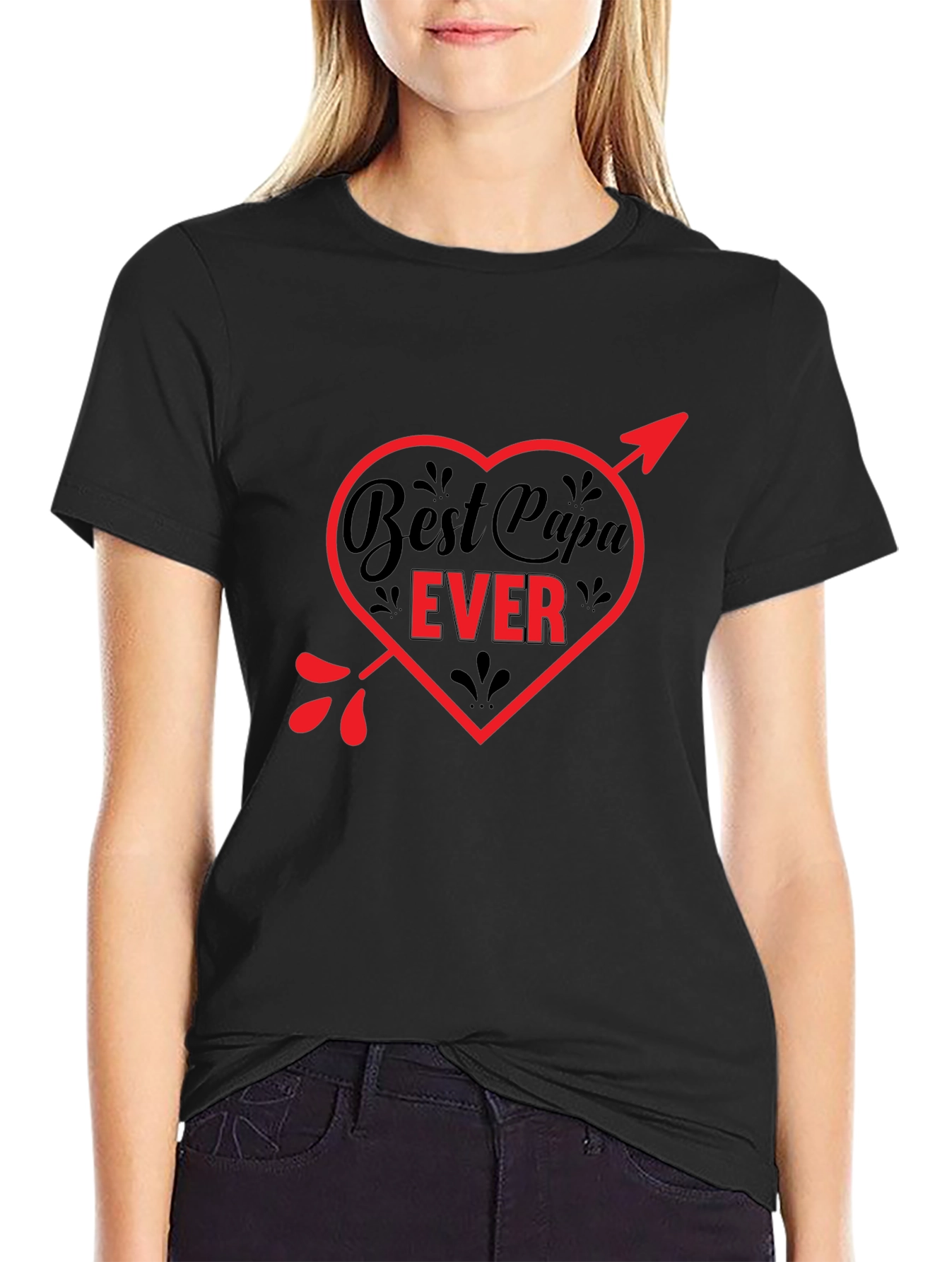 Best Papa Ever T-Shirt - Heart & Arrow Design