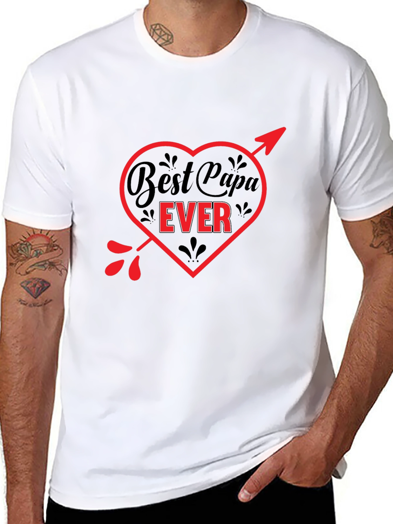 Best Papa Ever T-Shirt - Heart & Arrow Design