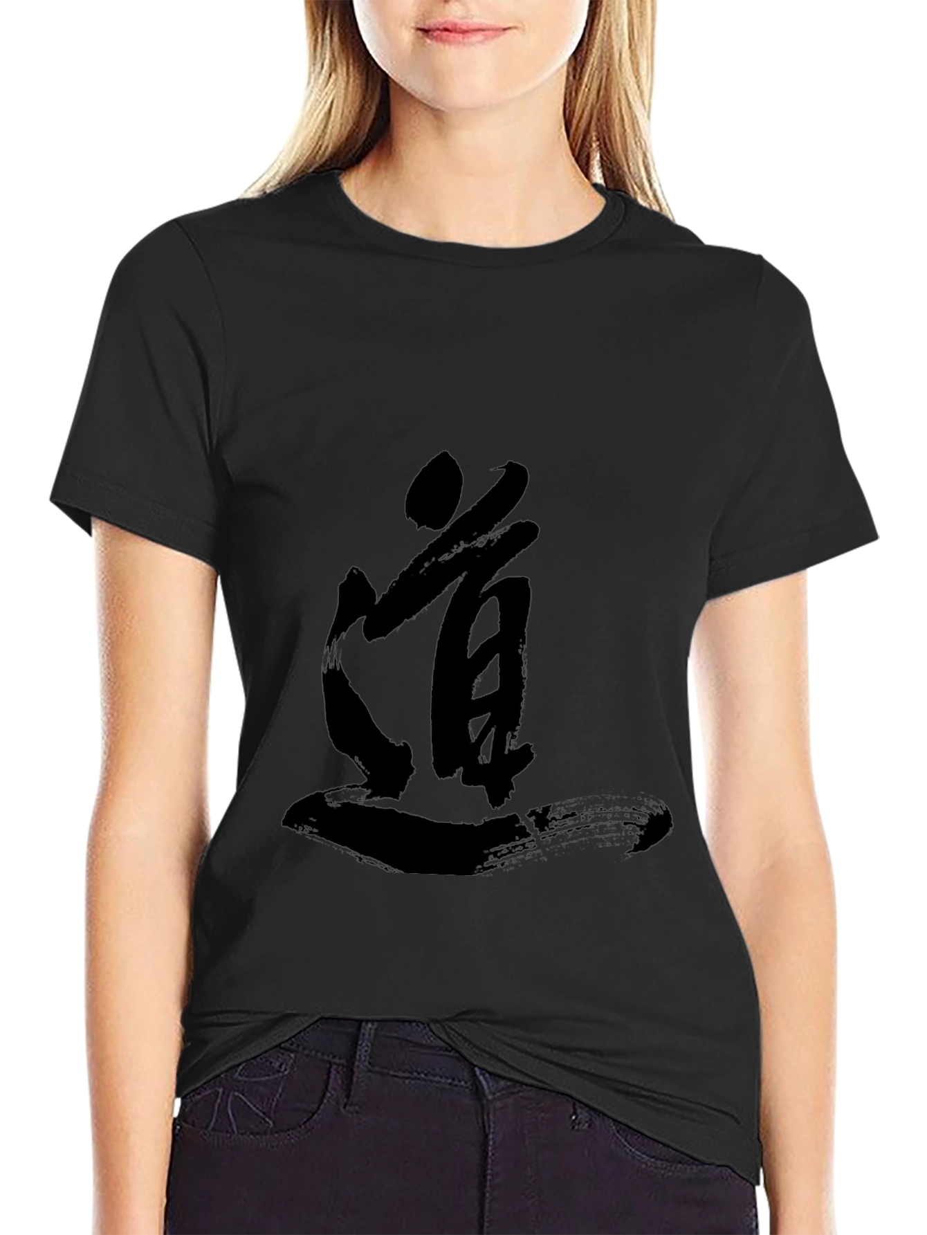 Mens Black T-shirt with Japanese Calligraphy