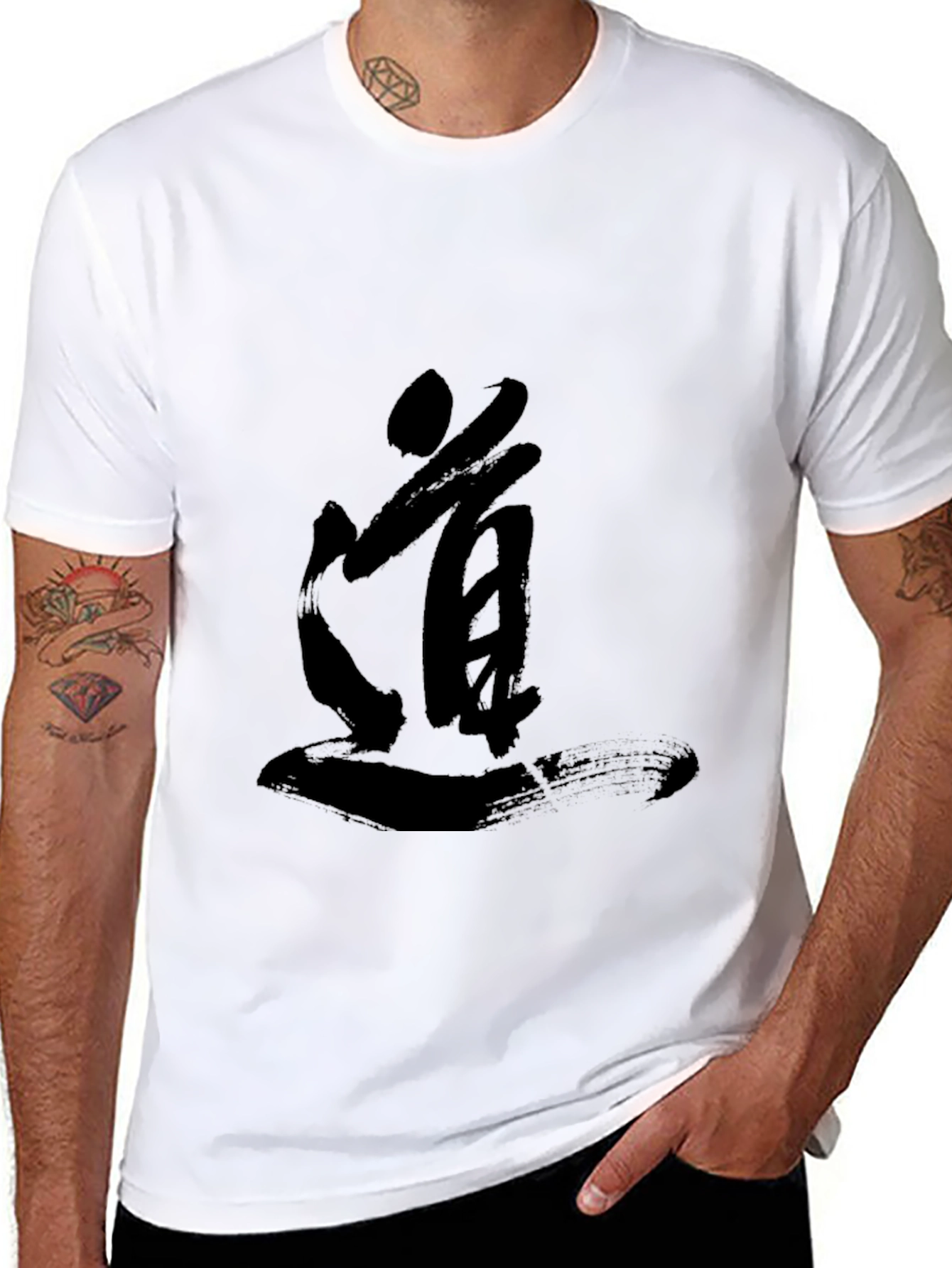 Mens Black T-shirt with Japanese Calligraphy