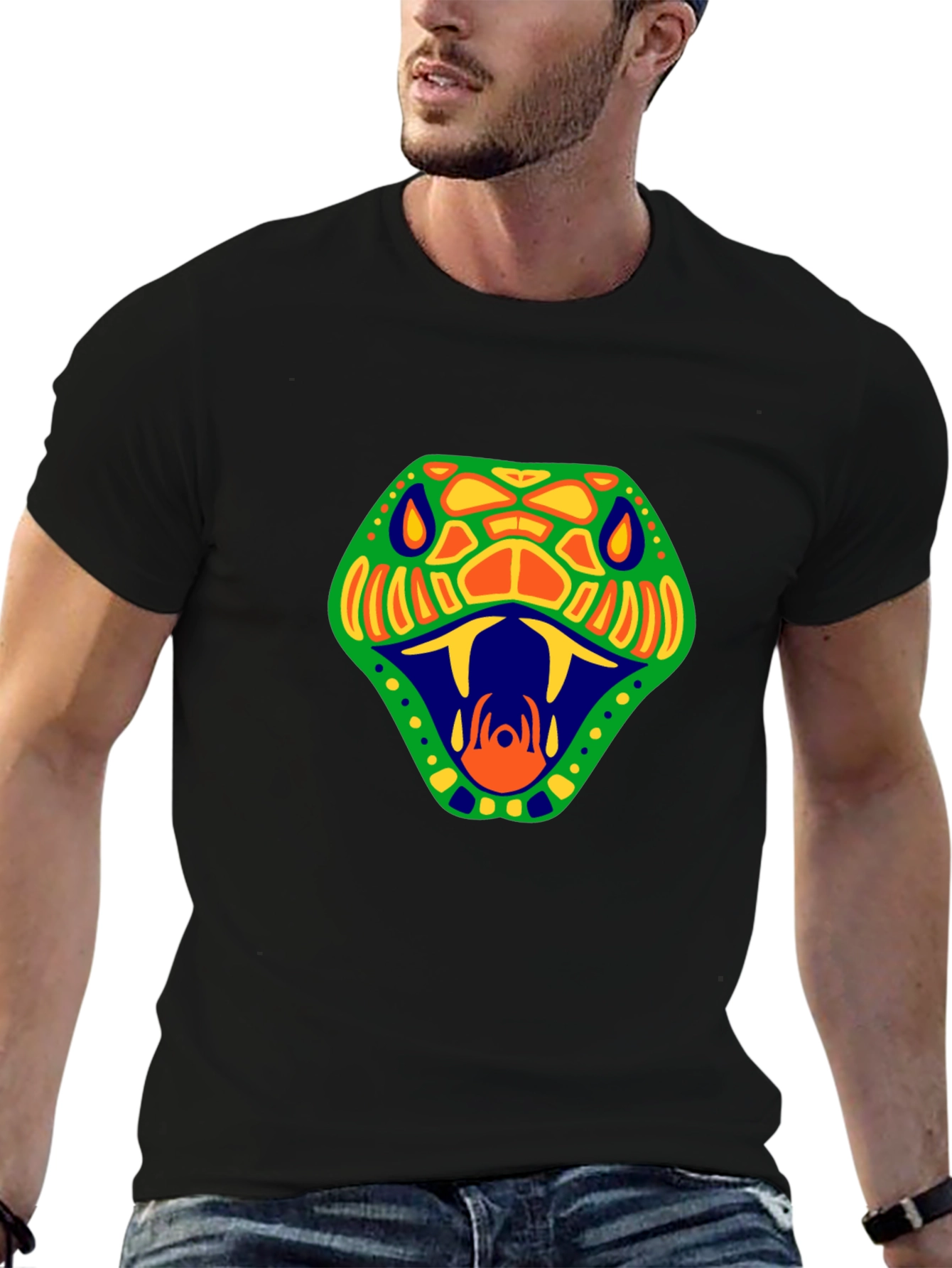 Stylish Snake Graphic Tee - Bold Design