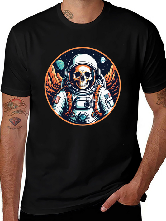 Skull Astronaut Graphic Tee - Outer Space Fashion