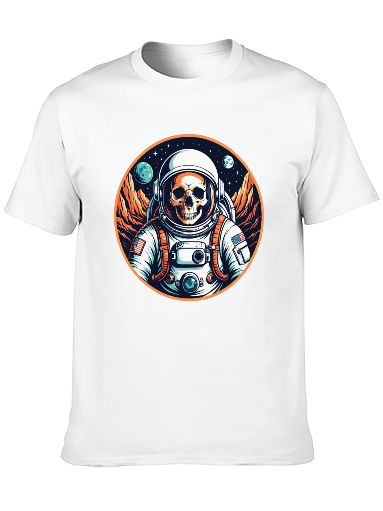 Skull Astronaut Graphic Tee - Outer Space Fashion
