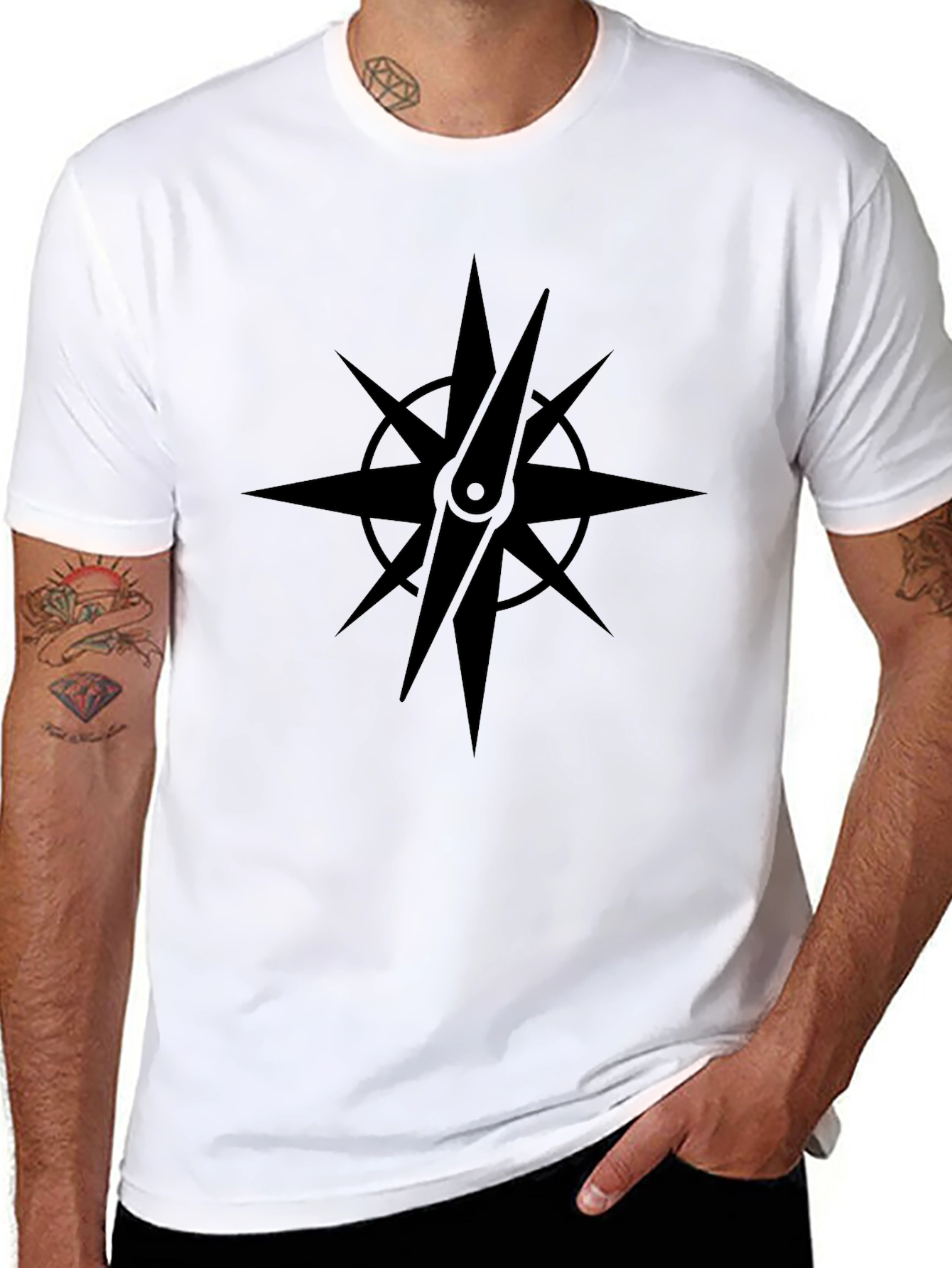 Black Compass Star Graphic T-Shirt