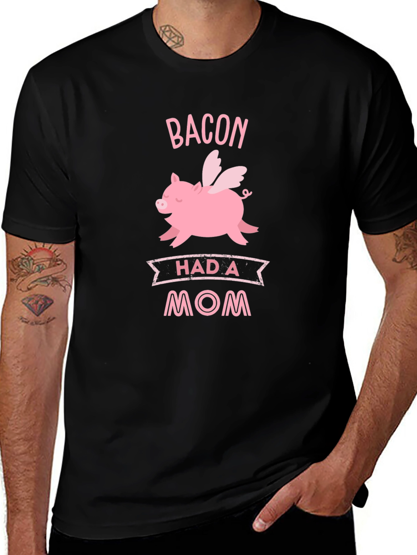 Bacon Had A Mom Graphic T-Shirt