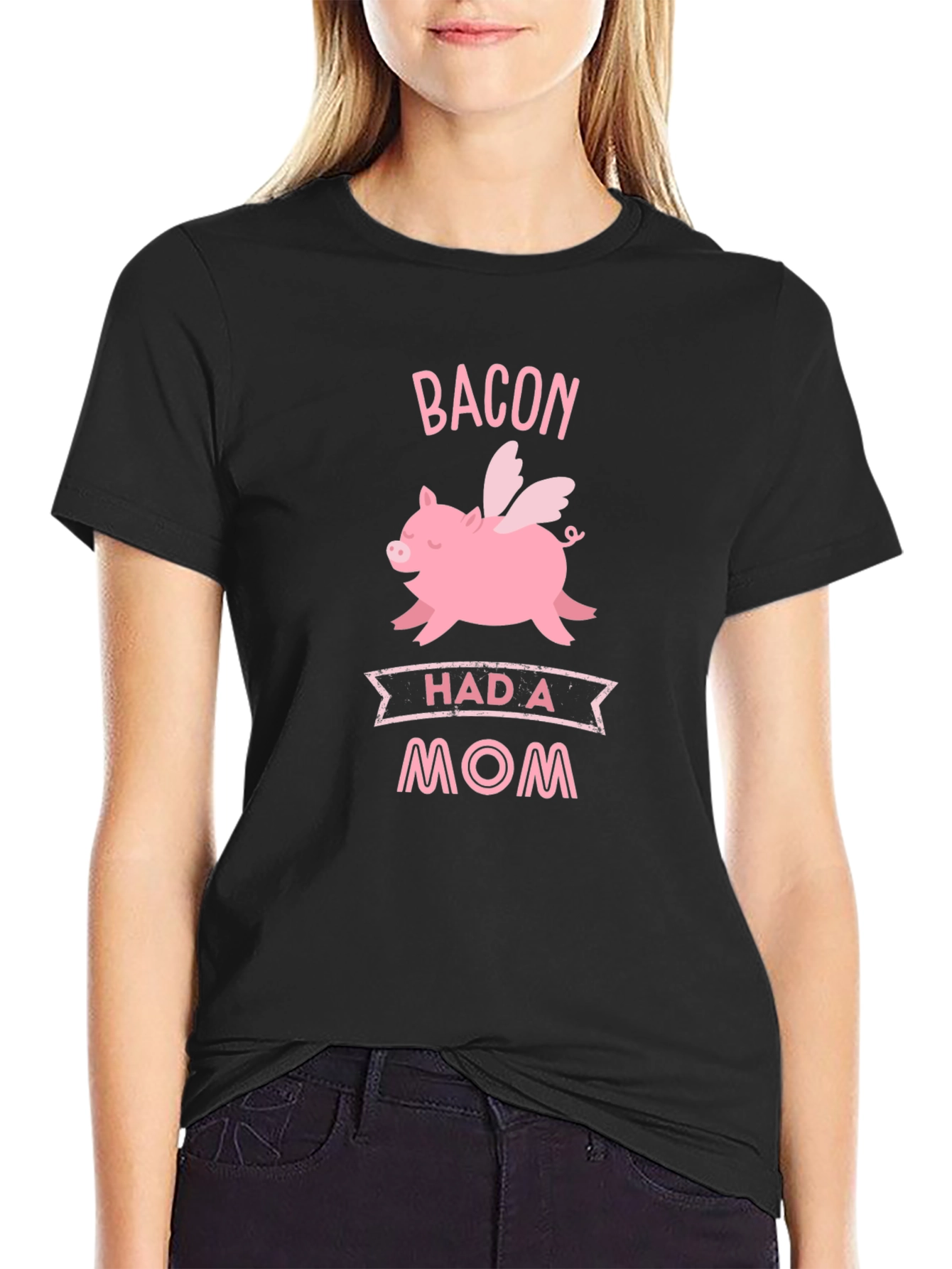 Bacon Had A Mom Graphic T-Shirt