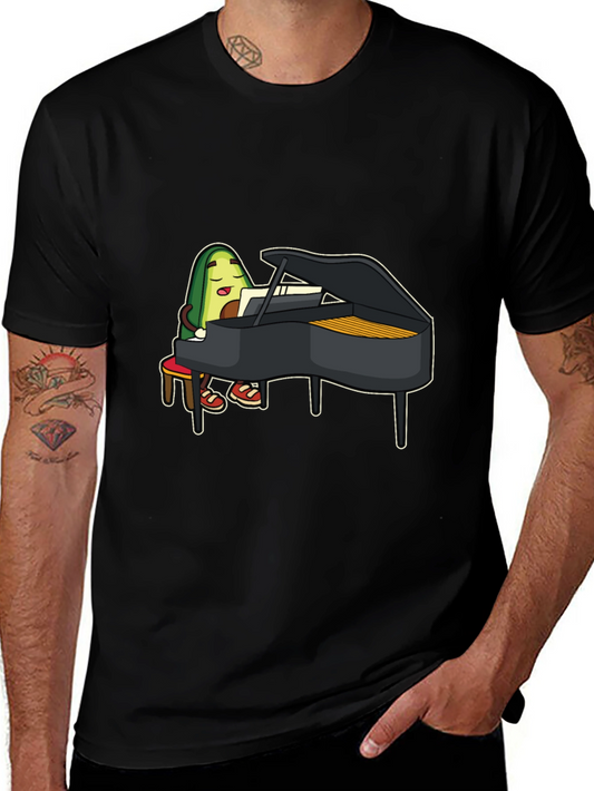 Avocado Piano Player Graphic T-Shirt