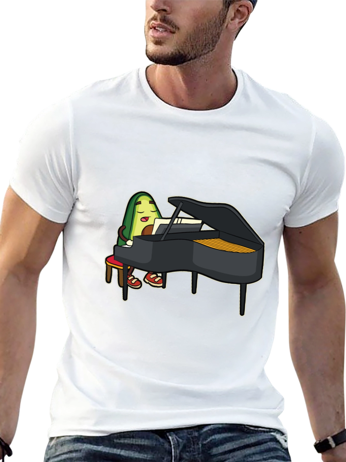 Avocado Piano Player Graphic T-Shirt