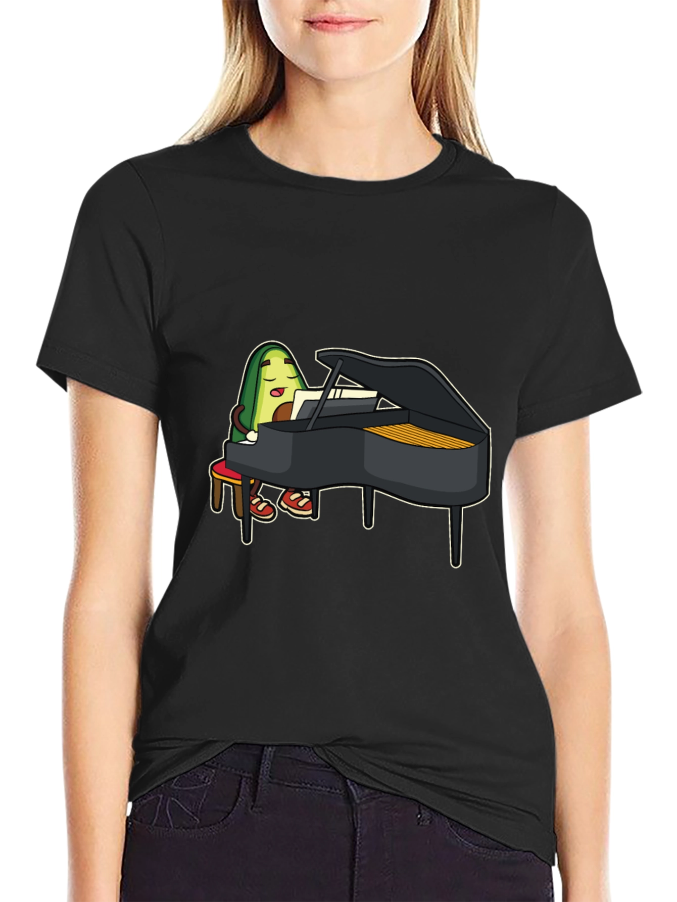 Avocado Piano Player Graphic T-Shirt