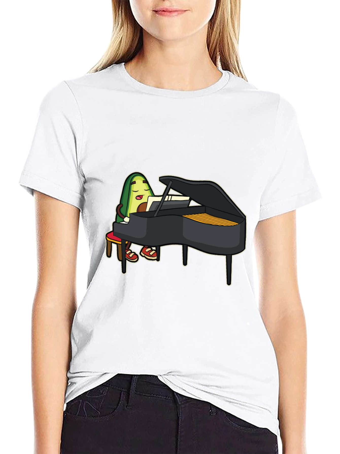 Avocado Piano Player Graphic T-Shirt