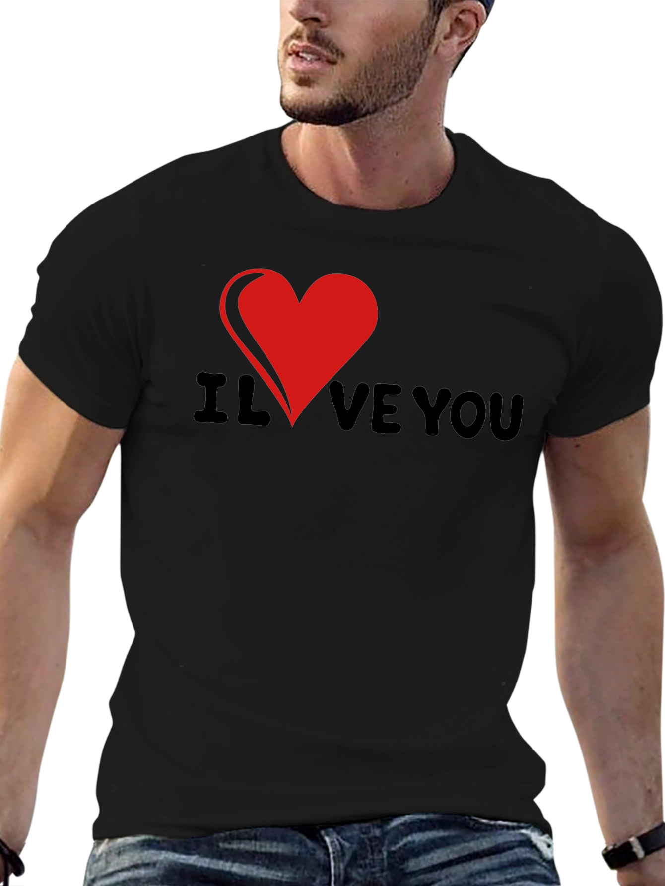 I Heart Love You Graphic Tee - Black