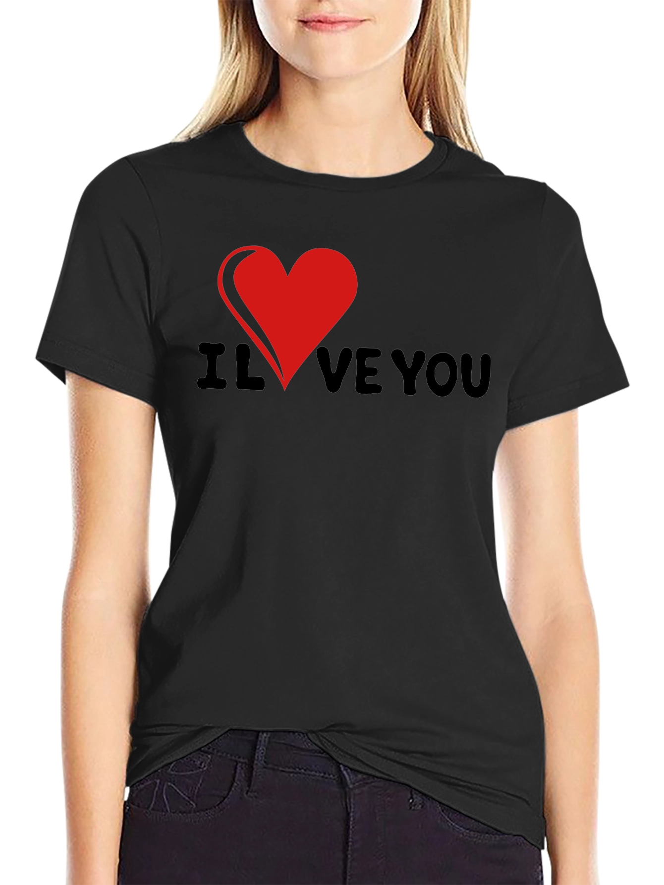 I Heart Love You Graphic Tee - Black