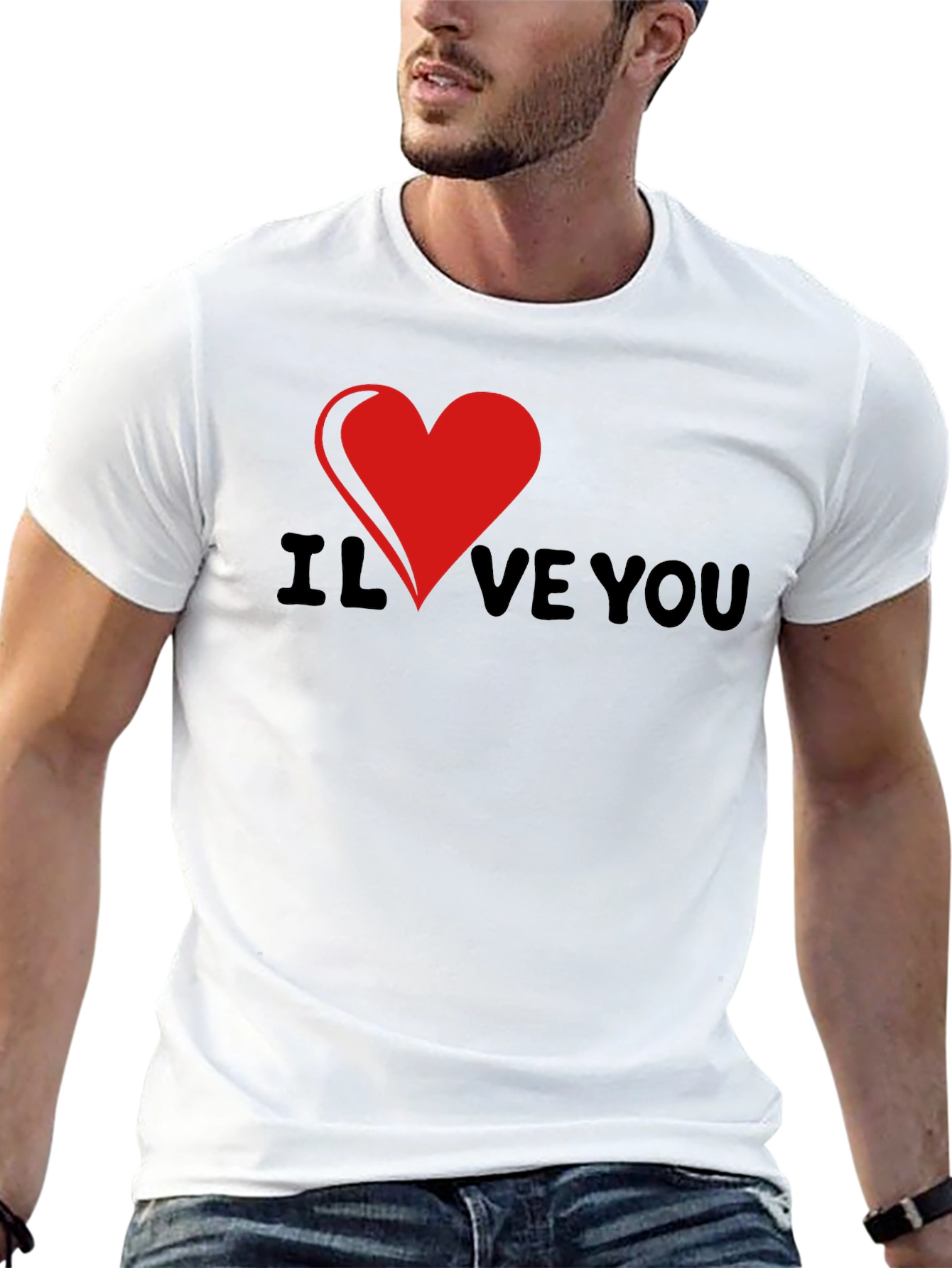 I Heart Love You Graphic Tee - Black