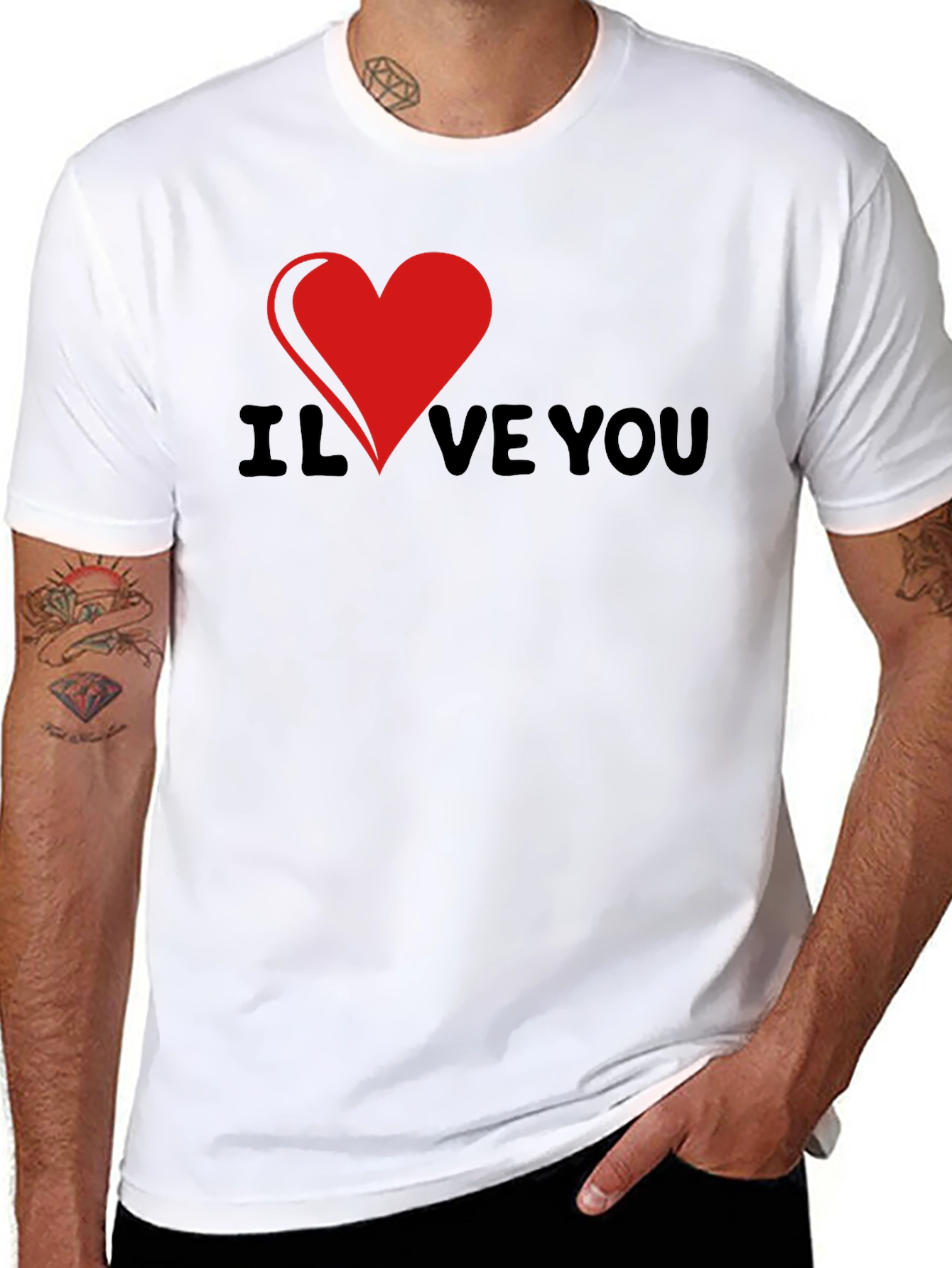 I Heart Love You Graphic Tee - Black