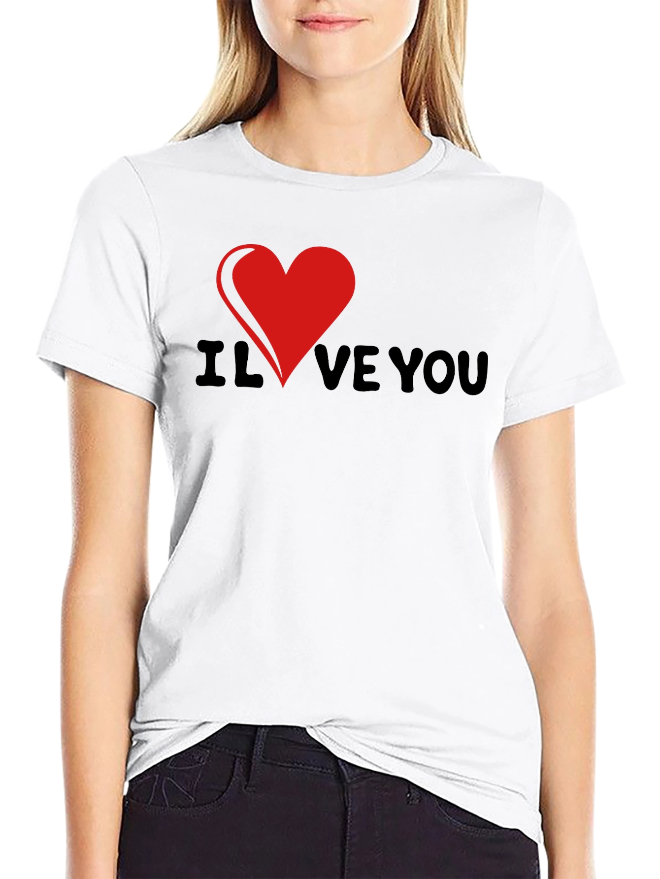 I Heart Love You Graphic Tee - Black