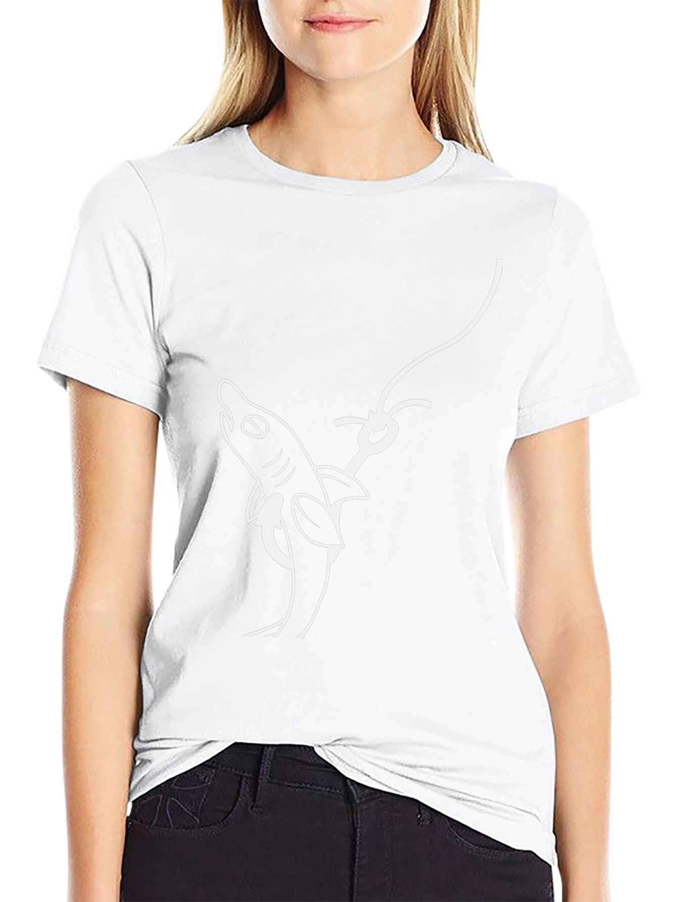 Shark on Hook Graphic Tee - Black Cotton T-Shirt
