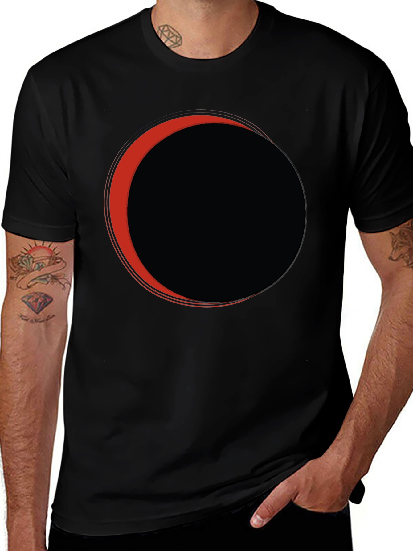Eclipse Graphic Tee - Black Casual T-Shirt