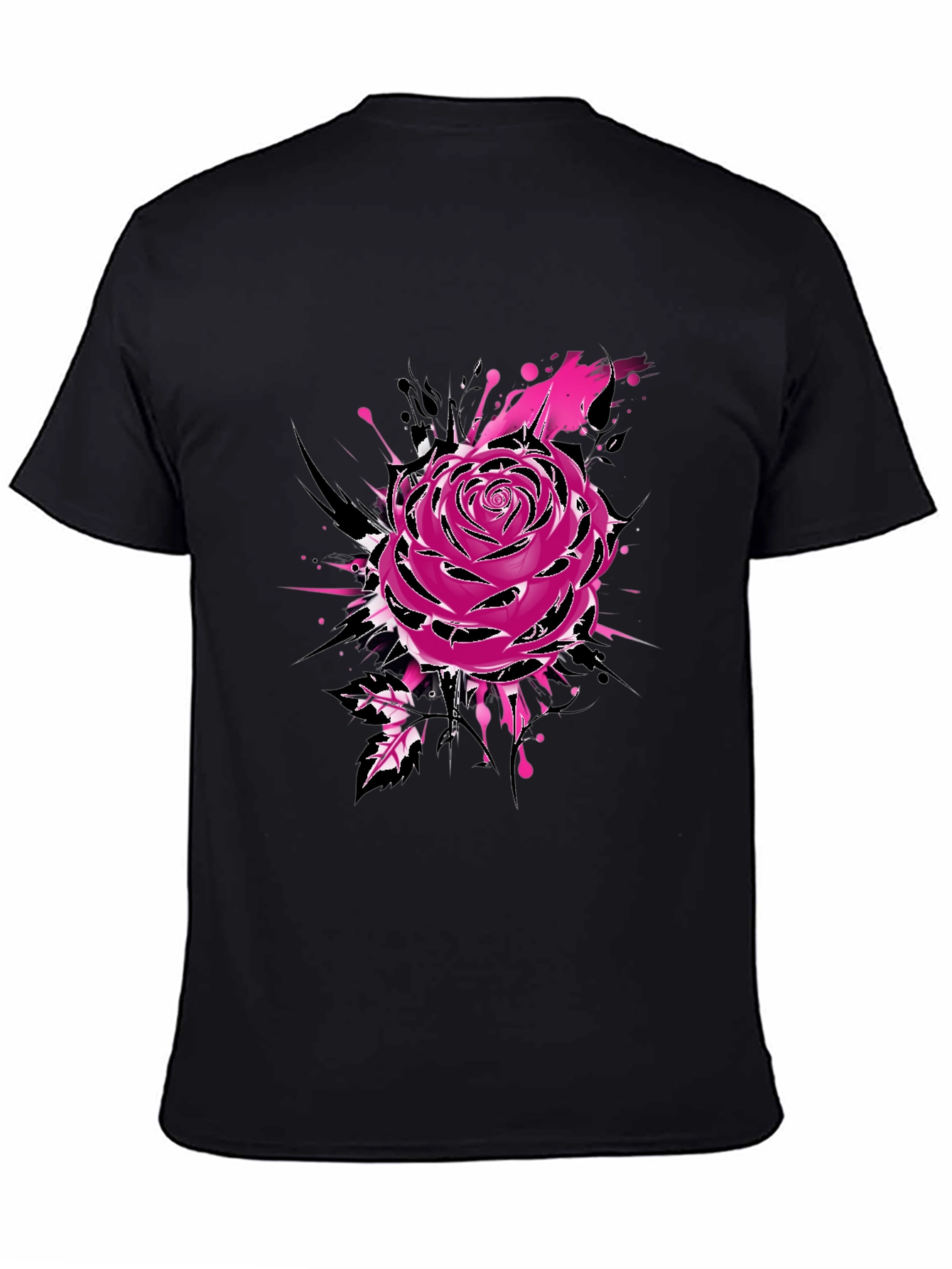 Mens Black Rose Graphic Tee