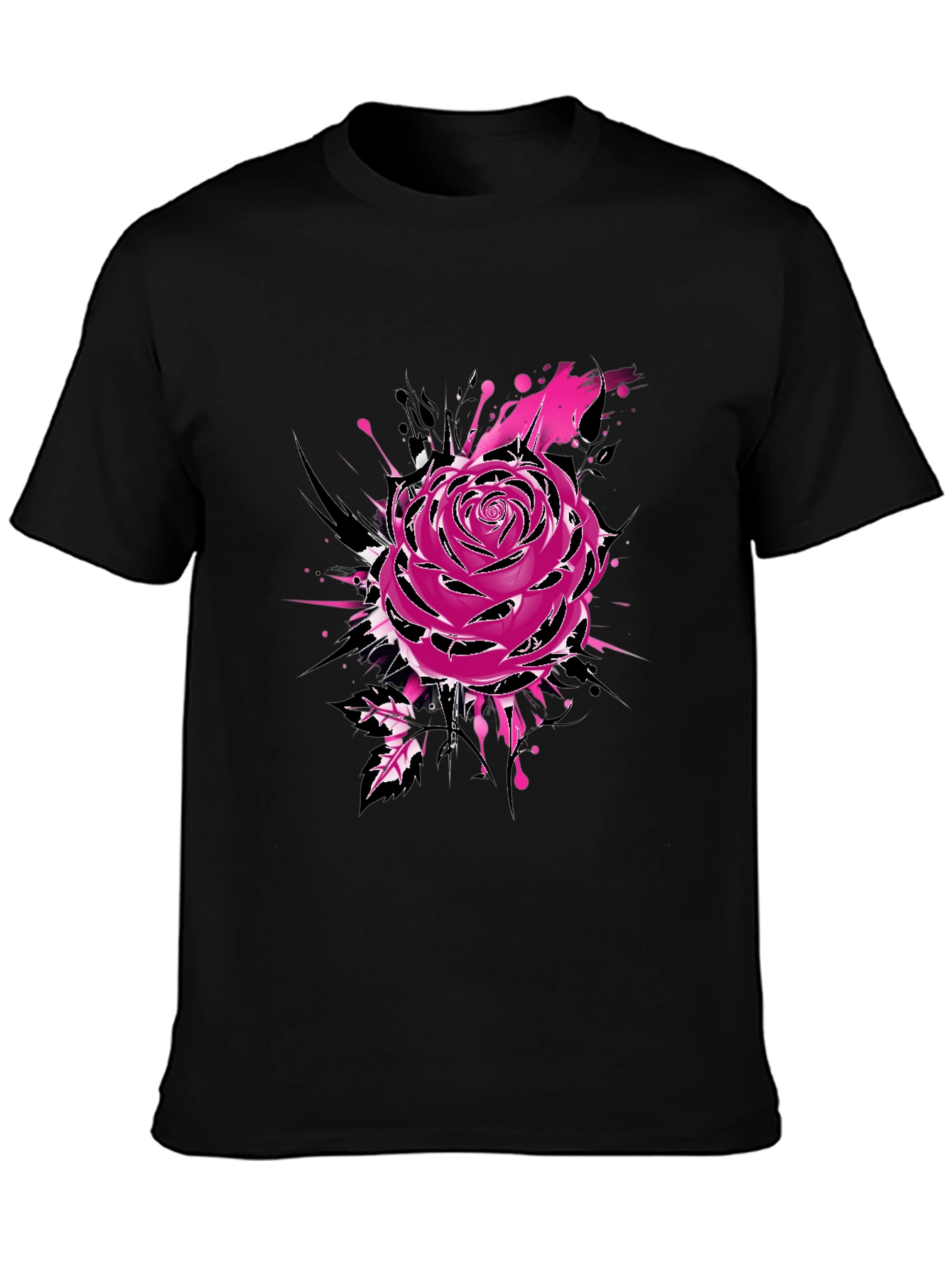 Mens Black Rose Graphic Tee