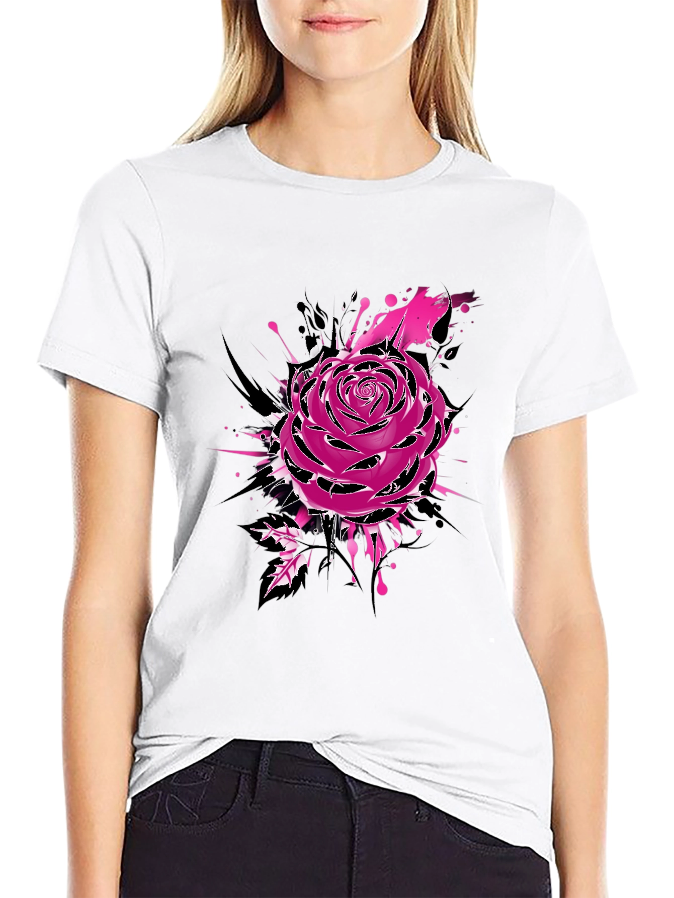Mens Black Rose Graphic Tee