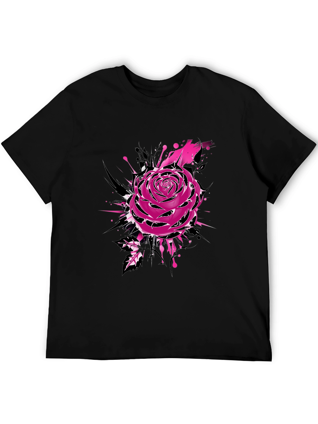 Mens Black Rose Graphic Tee
