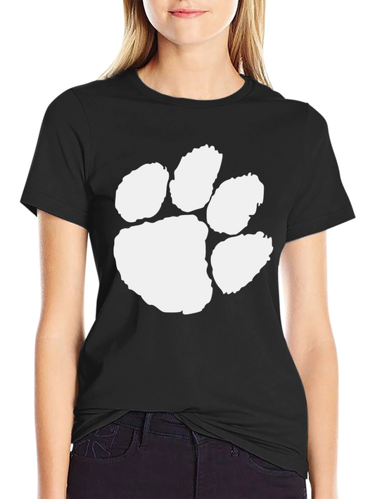 Black T-Shirt with White Paw Print