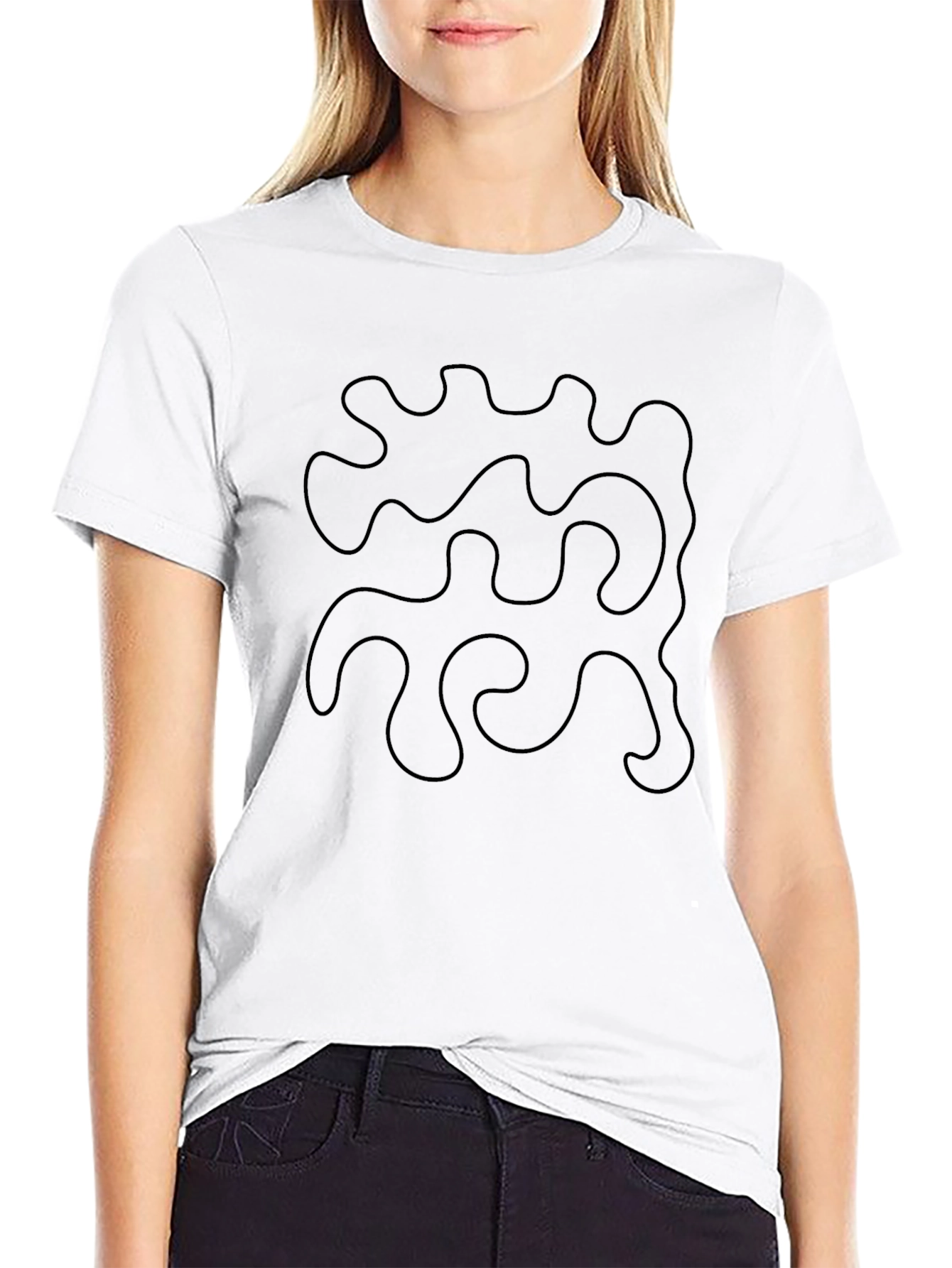 Abstract Line Art Black T-Shirt