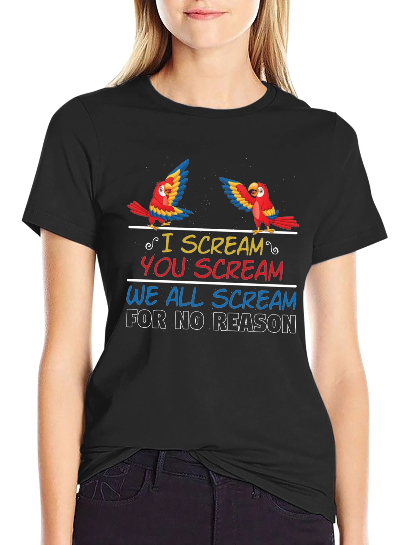 Funny Parrot T-Shirt - I Scream You Scream Design