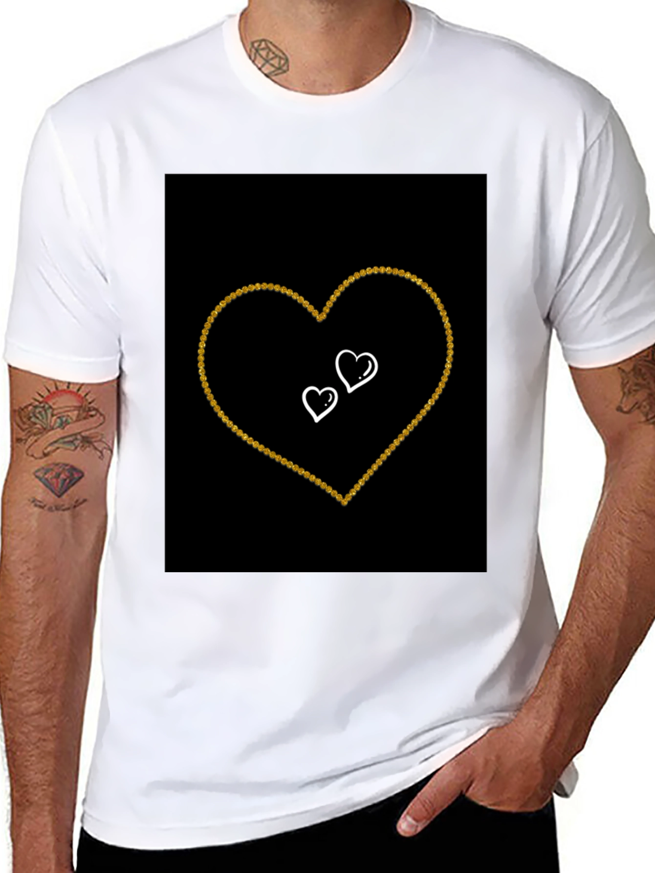 Black T-shirt with Heart Design