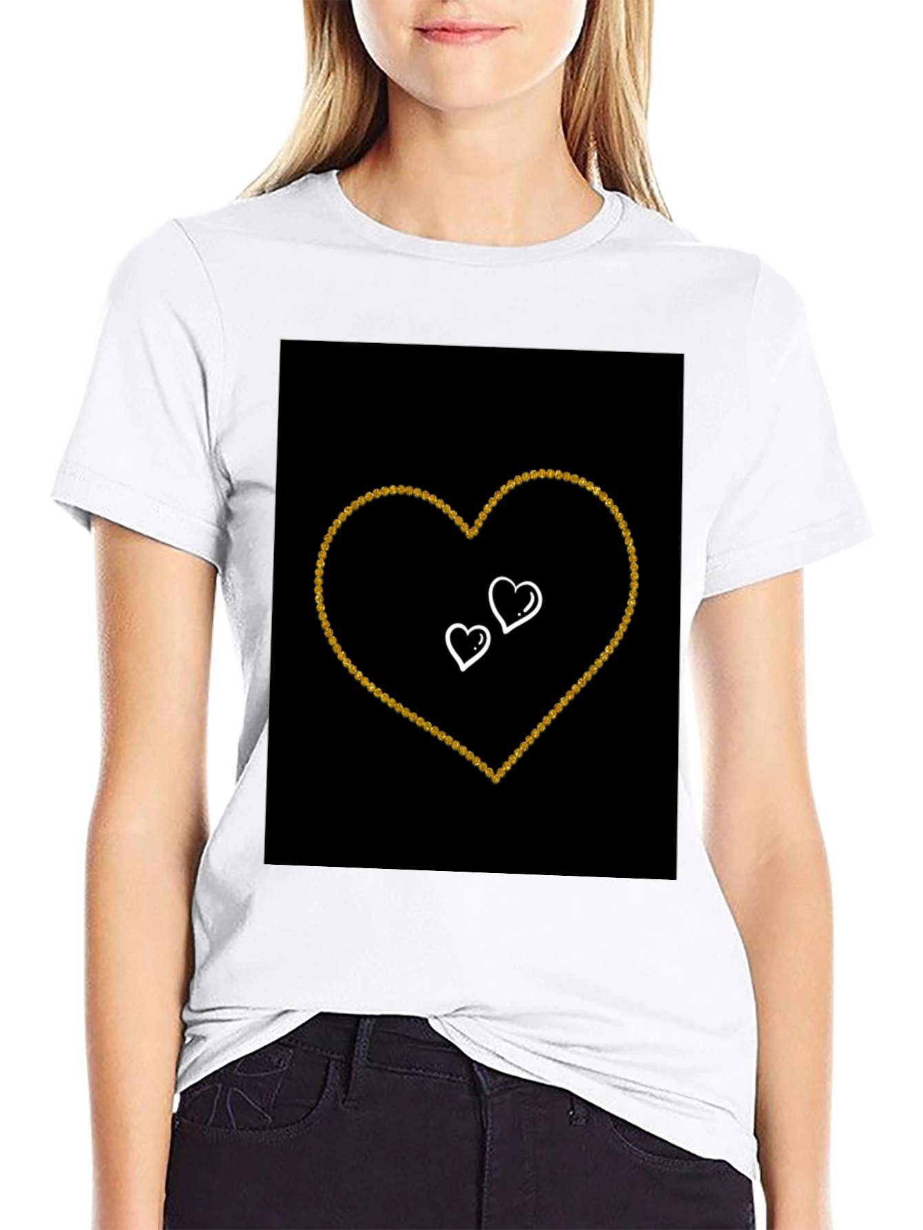 Black T-shirt with Heart Design
