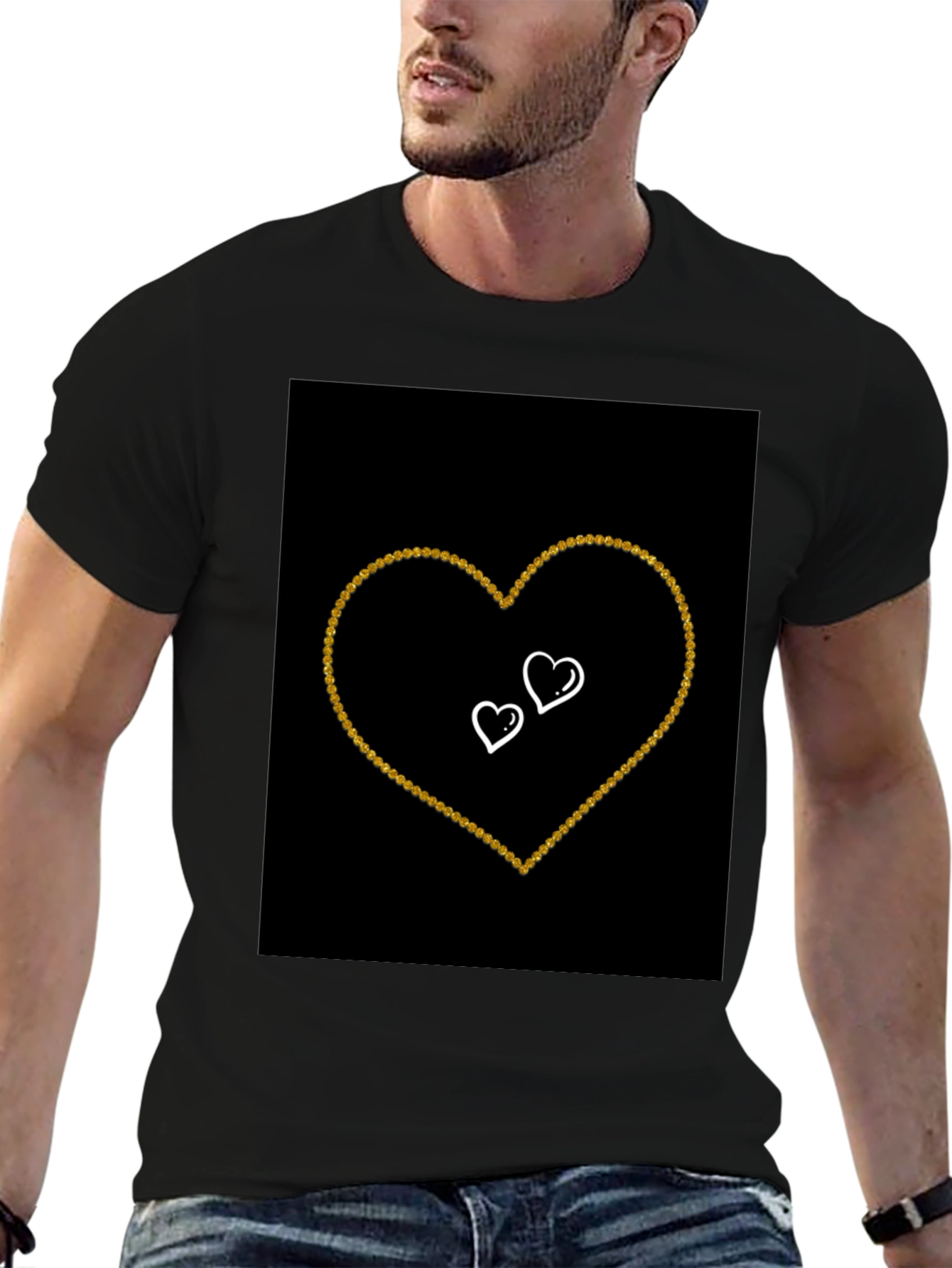 Black T-shirt with Heart Design