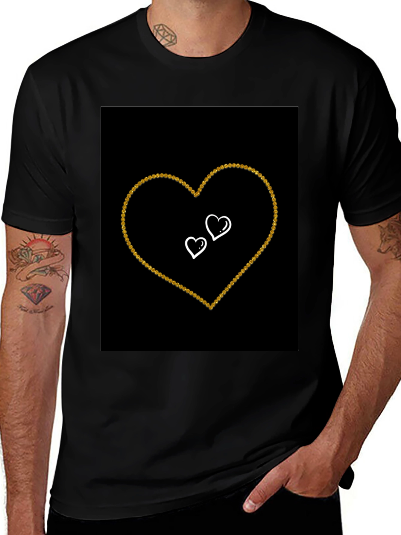 Black T-shirt with Heart Design
