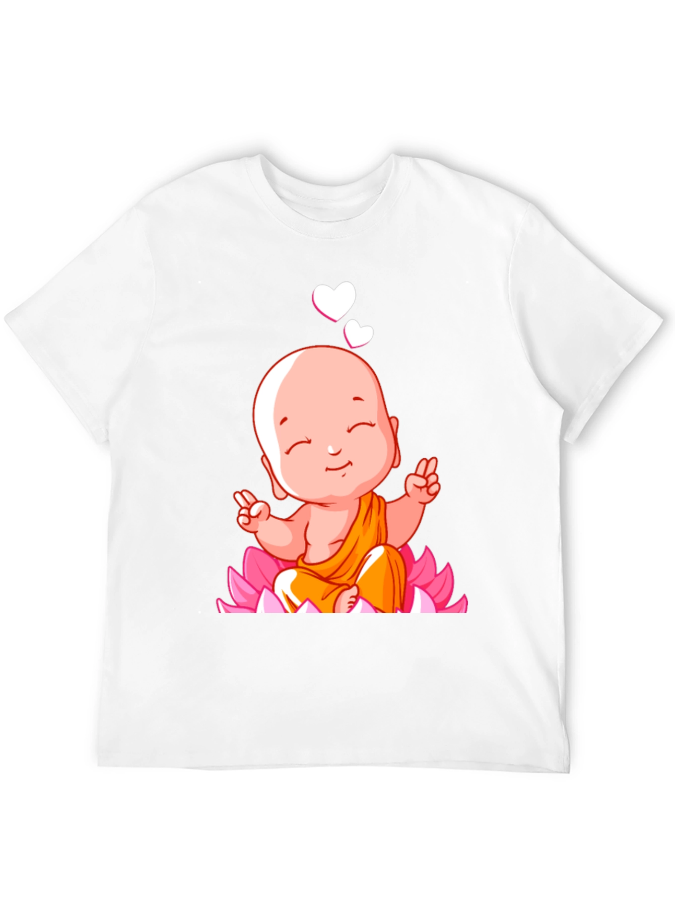 Cute Buddha Baby Peace Sign Black T-Shirt