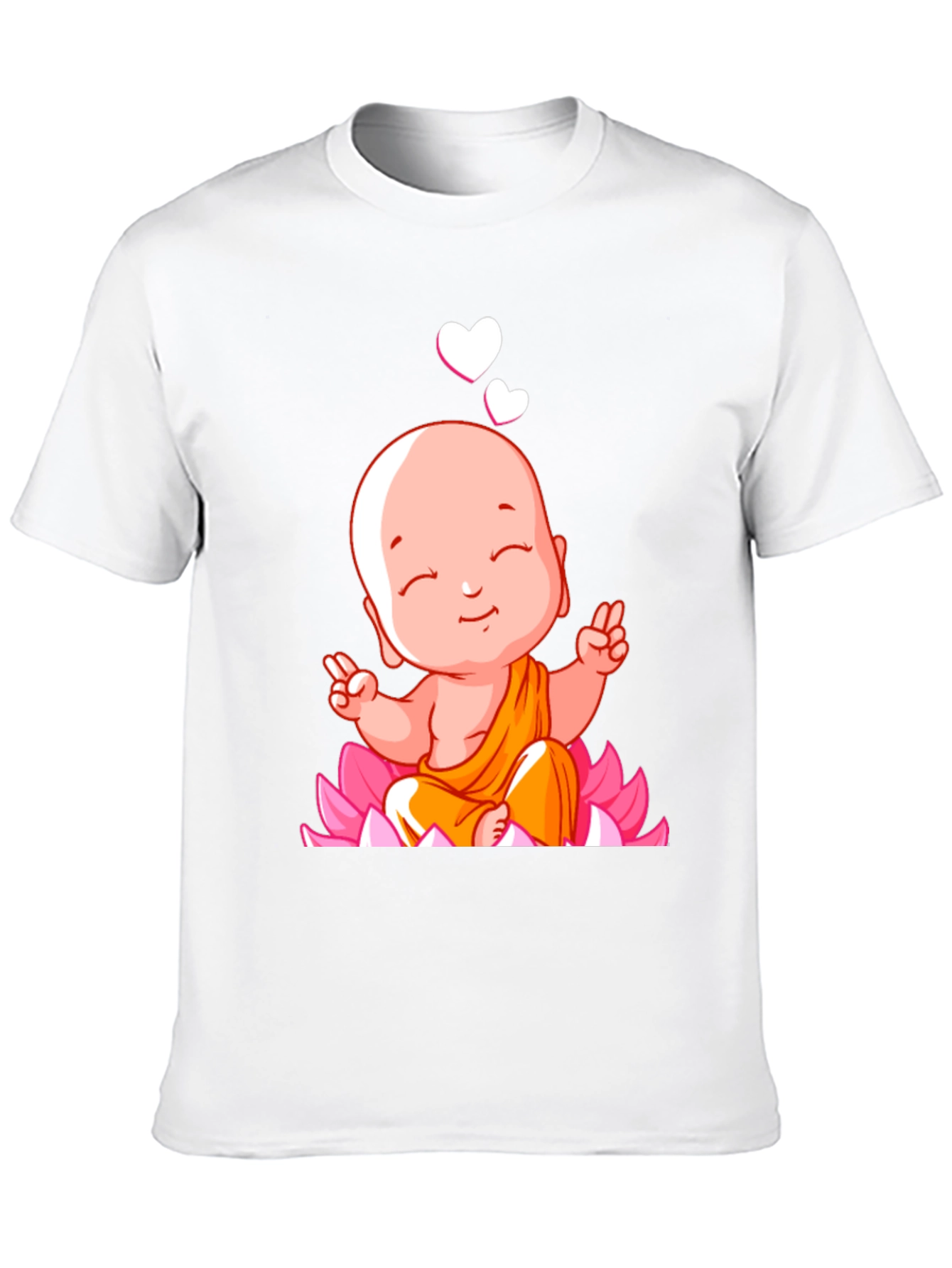 Cute Buddha Baby Peace Sign Black T-Shirt