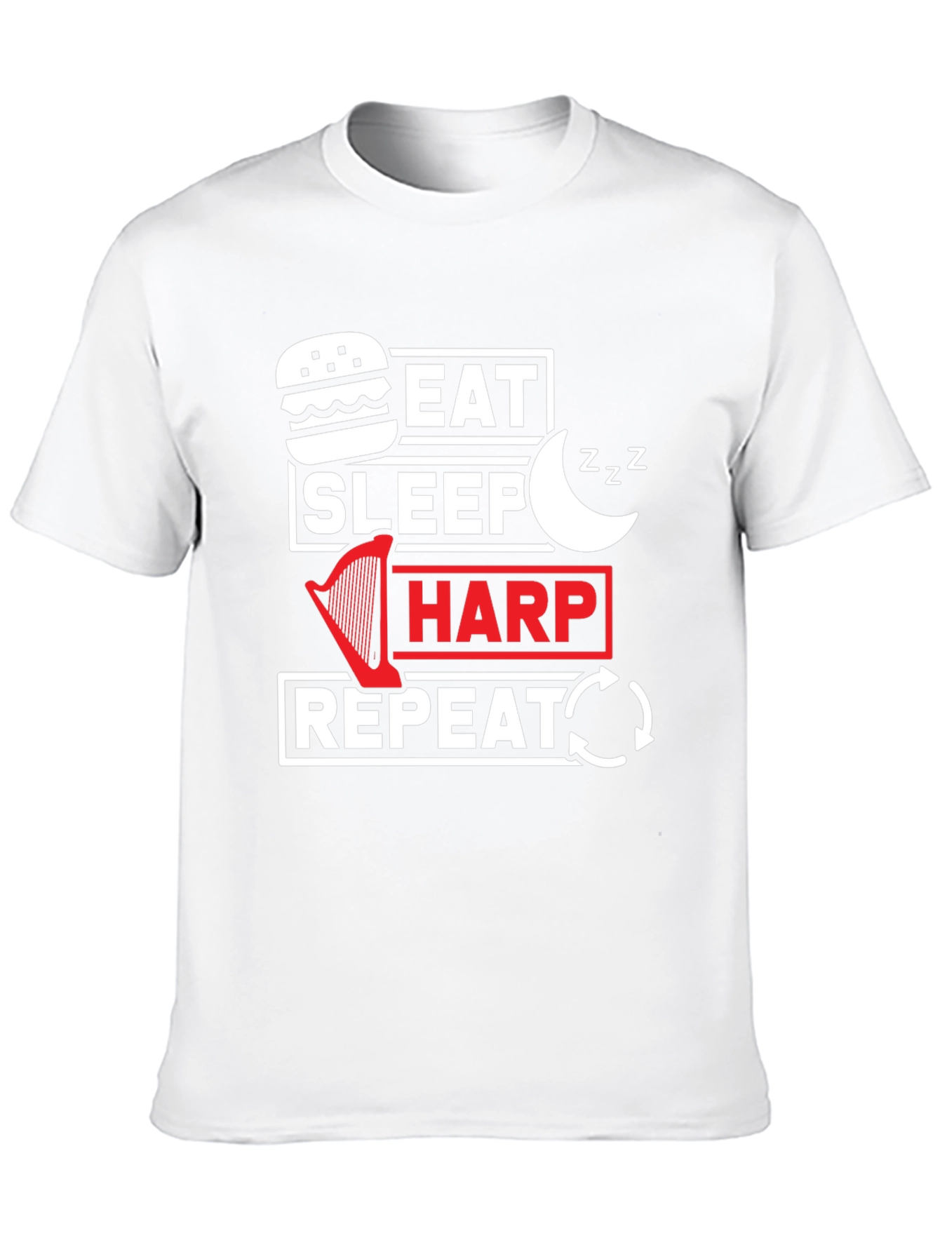 Eat Sleep Harp Repeat Black Graphic Tee