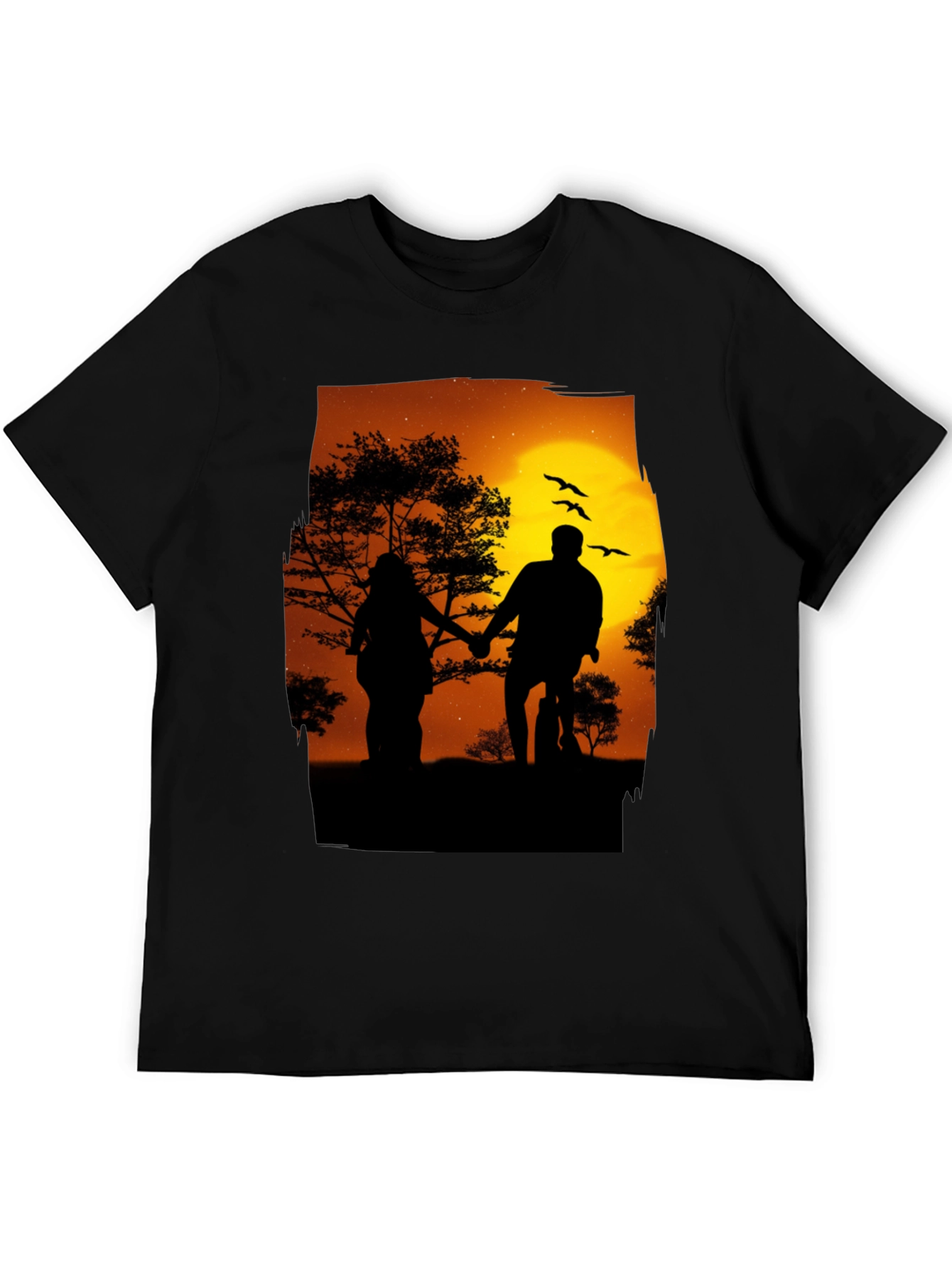 Silhouette Sunset Couple Graphic Tee